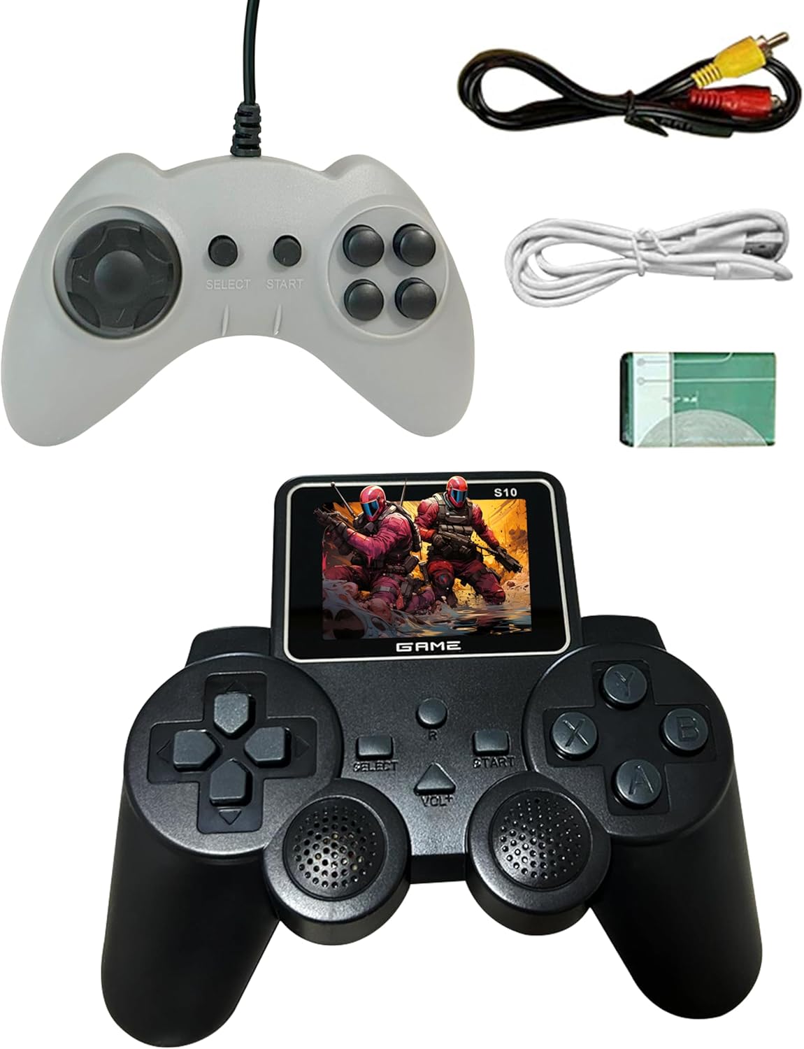 PlayingStation 520-in-1 Retro Games Handheld - Controller Console with Loads of Classic Arcade Games - Gamepad Console with AV TV Out (Black Double Player)