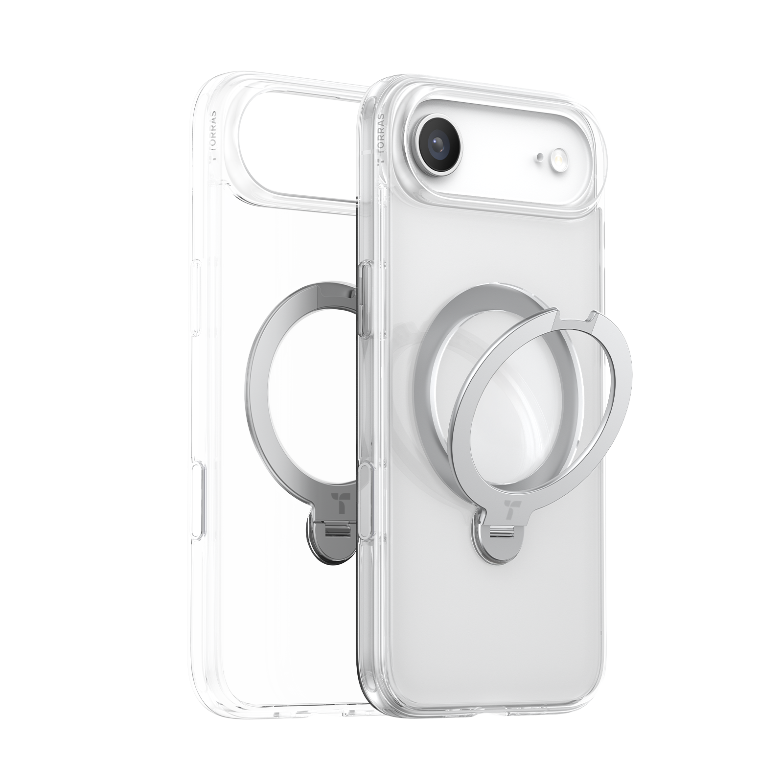 TORRAS Ostand Spin Series for iPhone 17 Air Case, 360° Spin Magnetic Stand, MagSafe Compatible, Mil-Grade Protection Case with Kickstand – Clear