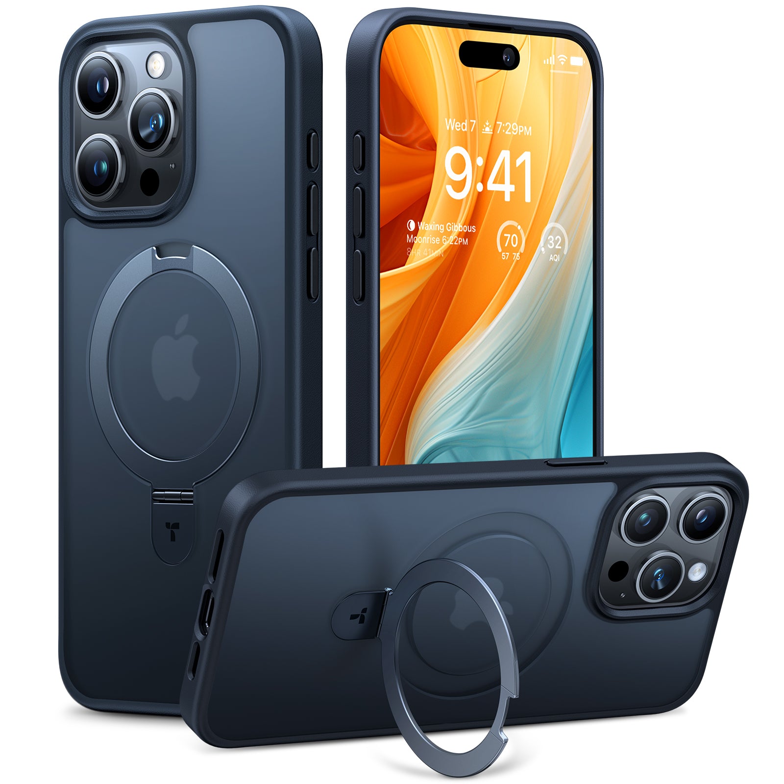 TORRAS Ultra Magnetic Ostand for iPhone 15 Pro Case [Fit for MagSafe] [Sturdy Stand & Ring Holder] Mil-Grade Shockproof Matte Anti-Scratch Slim Protective Kickstand Phone Case, 6.1" Ostand Matte, Black