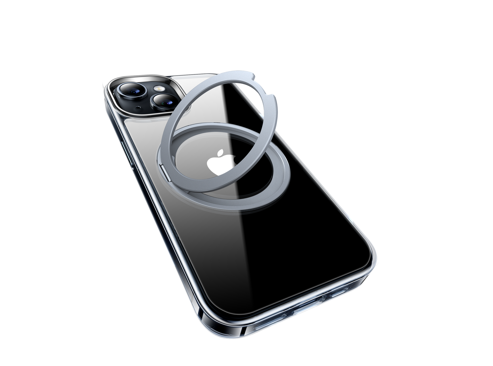 TORRAS 360° Rotatable Stand for iPhone 15 Case, [Compatible with MagSafe] Magnetic Ring Holder [3X Mil-Grade Tested] Shockproof Translucent Slim Case for iPhone 15 Phone Case, Ostand Pro, Clear