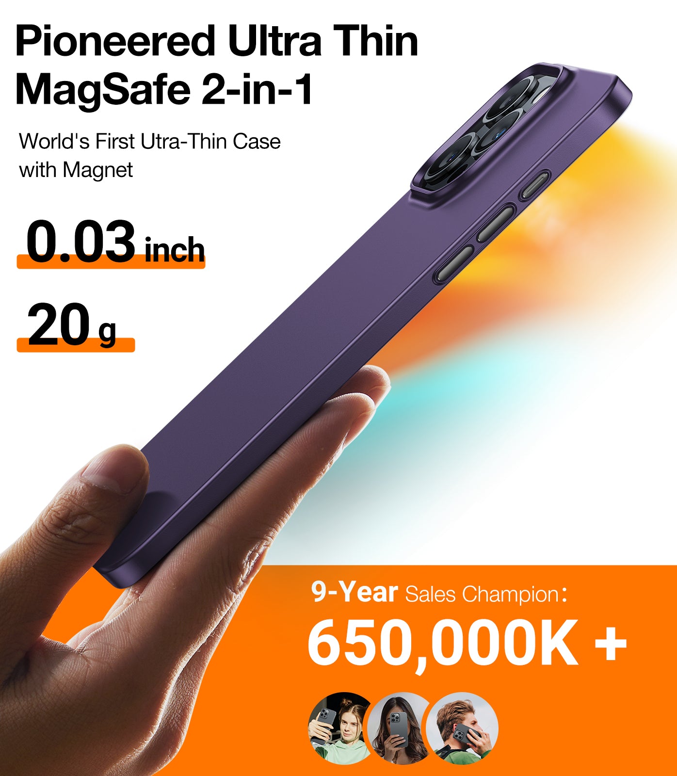 TORRAS Magnetic Slim-Fit for iPhone 15 Pro Max Case, Ultra-Thin 15 ProMax Phone Case Compatible with MagSafe, Lightweight Anti-Scratch Matte Hard for iPhone 15 Pro Max Case 6.7 inch OriginFit-Mag, Dark Purple