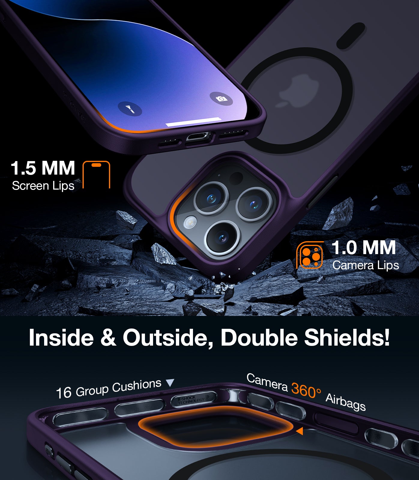 TORRAS Magnetic Guardian Designed for iPhone 15 Pro Max Case, [Mil-Grade Drop Tested] [Compatible with MagSafe] Slim Frosted, Translucent Slim Protective Case for 15 Pro Max Anti-Fingerprint Anti-ScratchCase for iPhone 15 Pro Max Phone Case (6.7") Purple