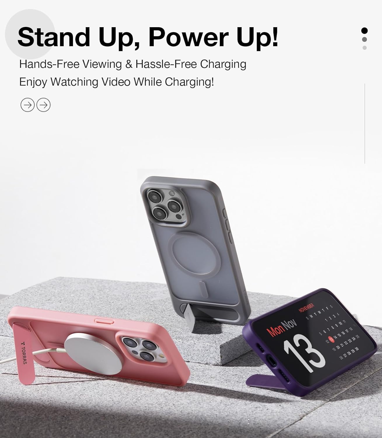 TORRAS Magnetic & Seamless Stand for iPhone 15 Pro Max Case, Fit for MagSafe, Mil-Grade Drop Protection, Adjustable Kickstand Phone Case for iPhone 15 Pro Max, Slim Frosted Matte, Pstand, Pink