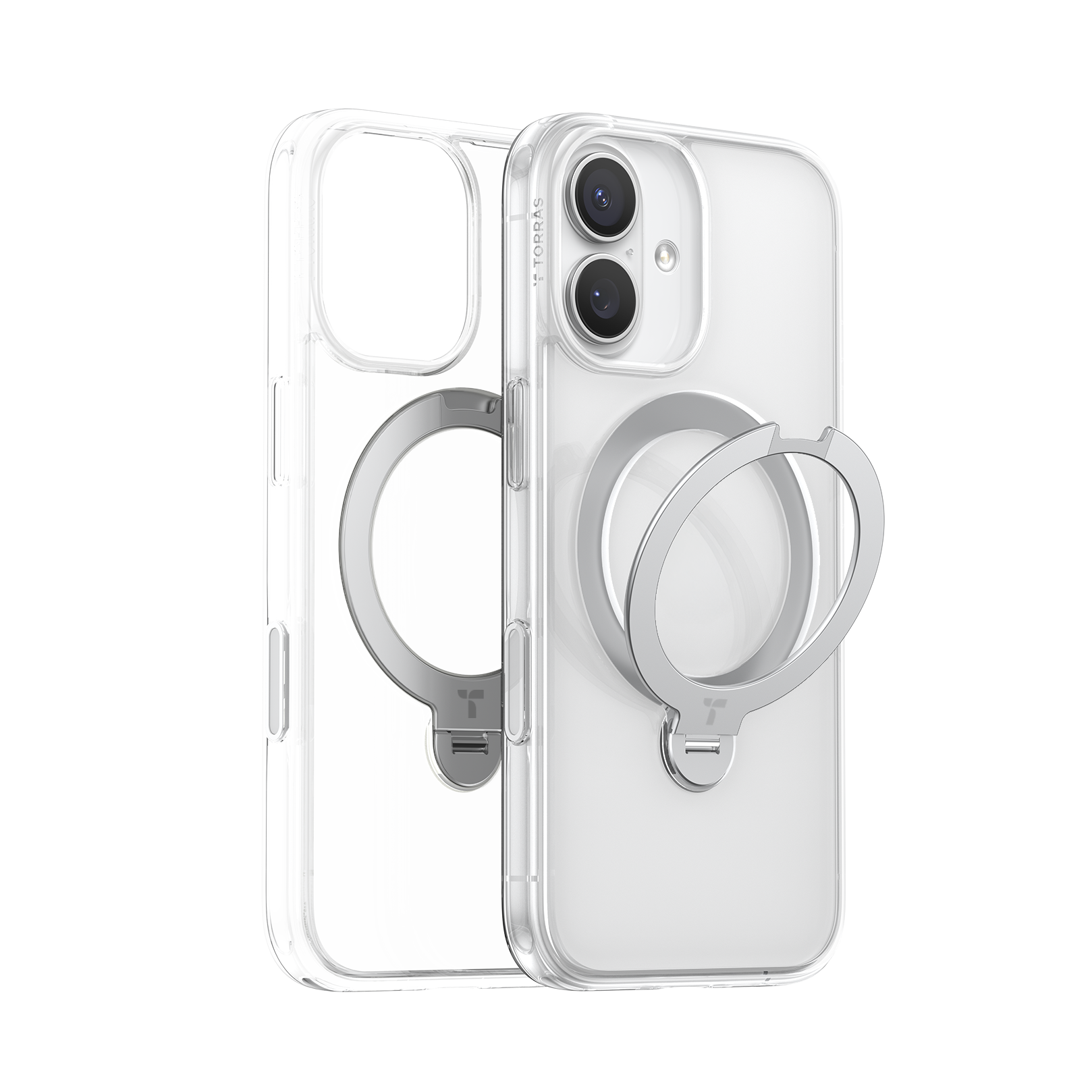 TORRAS Ostand Spin Series for iPhone 17 (6.3-Inch) Case, 360° Spin Magnetic Stand, MagSafe Compatible, Mil-Grade Protection Case with Kickstand – Clear