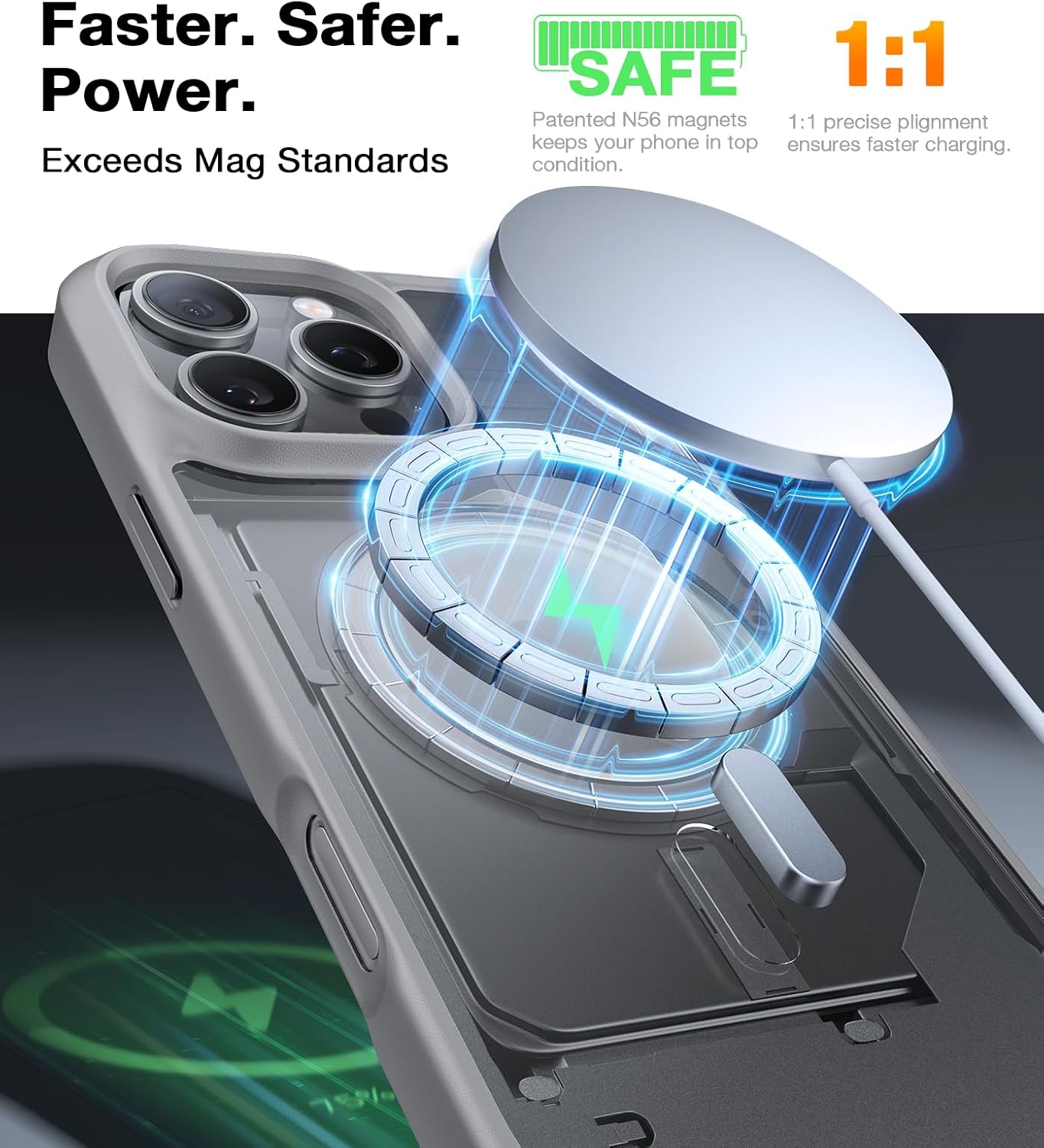 TORRAS Magnetic Shockproof for iPhone 16 Pro Case, [Compatible with MagSafe] [Mil-Grade Drop Tested] Translucent Slim Protective Case for iPhone 16 Pro Anti-Fingerprint Anti-Scratch, Grey