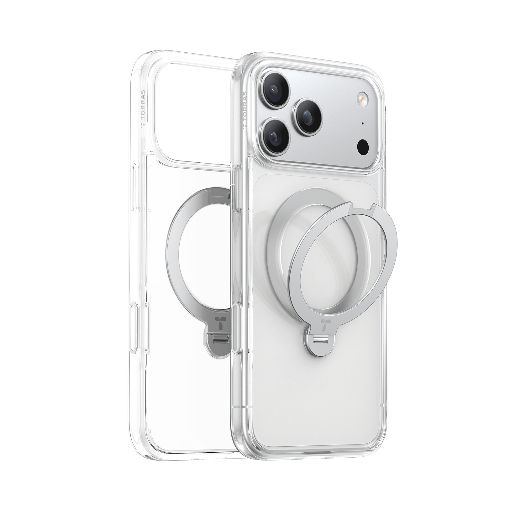TORRAS Ostand Spin Series for iPhone 17 Pro (6.3") Case, 360° Spin Magnetic Stand, MagSafe Compatible, Mil-Grade Protection Case with Kickstand – Clear