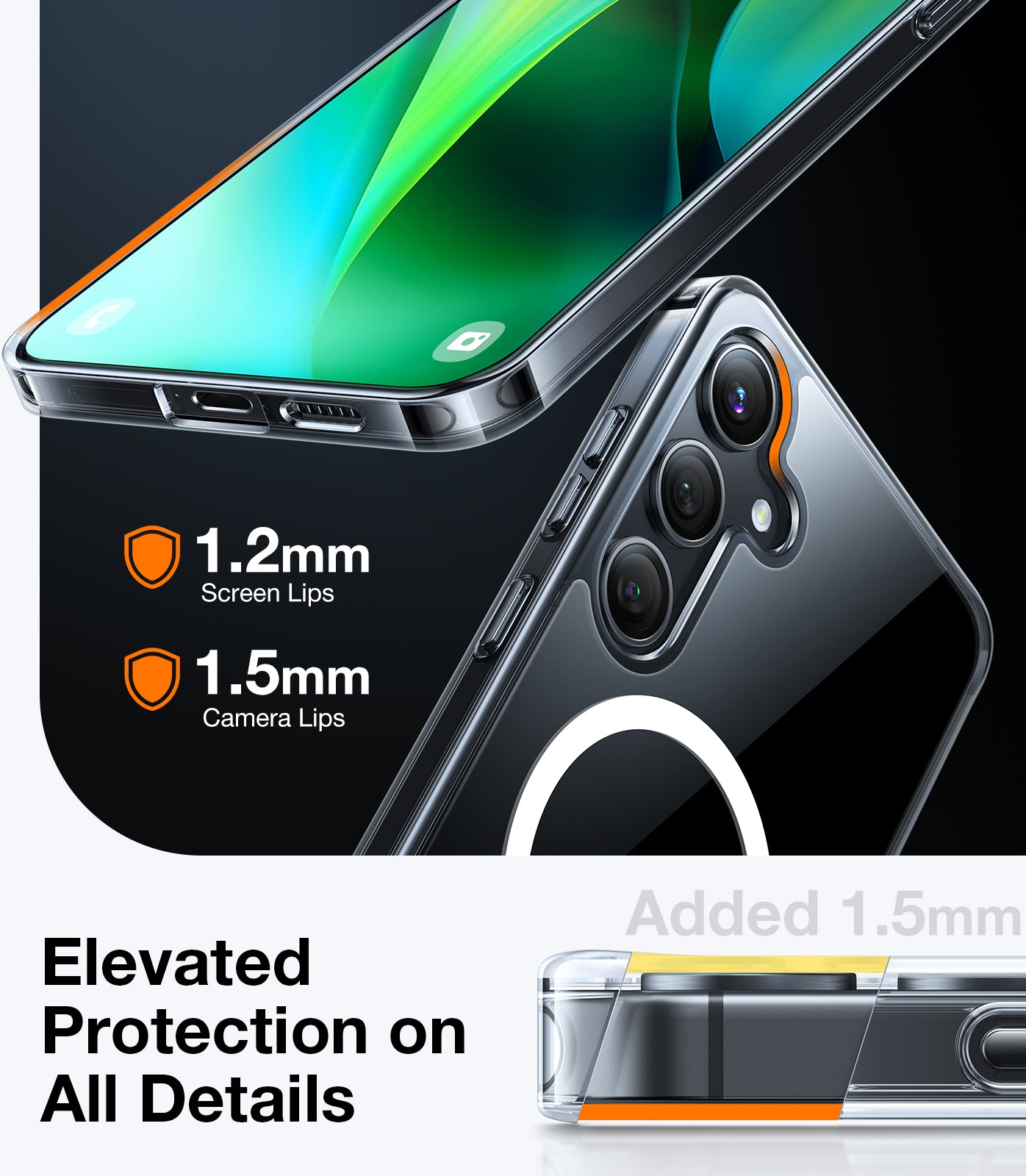 TORRAS Magnetic Guardian Designed for Samsung Galaxy S24 Case 6.2" Compatible with MagSafe, Never Yellowing, Mil-Grade Drop Tested Hard Back Slim Protective Clear Case for Samsung S24 Case, Diamond-Mag, Clear