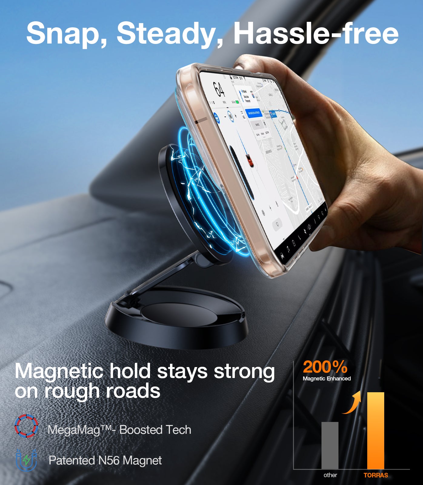 TORRAS Strong Magnetic & Seamless Stand for iPhone 16 Pro Case, [18N Mighty Magnetic] [12FT Mil-Grade Drop Tested] [Fit for MagSafe] Kickstand Protective Slim Phone Case for iPhone 16 Pro 6.3", Clear
