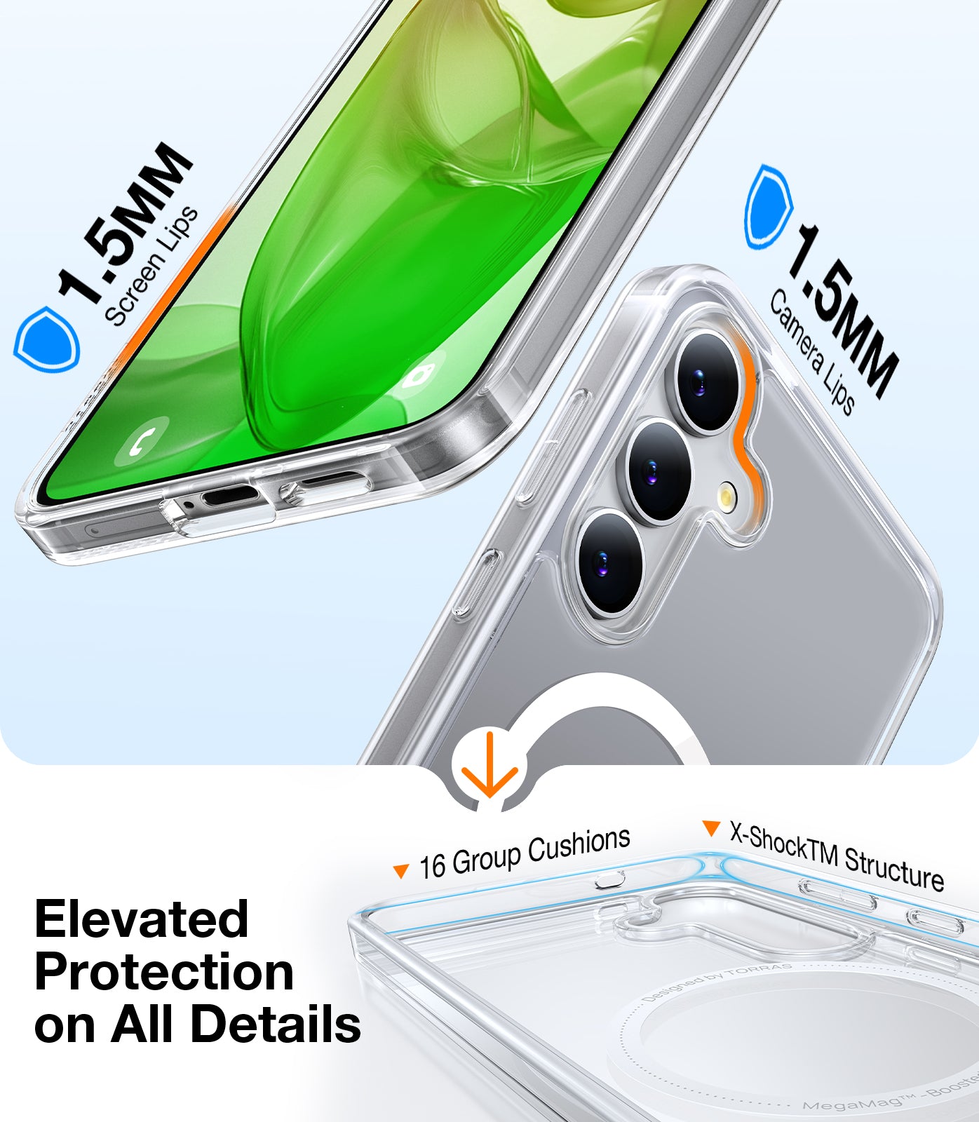TORRAS Magnetic Shockproof for Samsung Galaxy S25 Plus Case, [Compatible with MagSafe][4X Mili-Grade Protection][Anti-Yellowing] Magnetic Slim Clear Case for Samsung S25+Plus Case, Diamond Clear