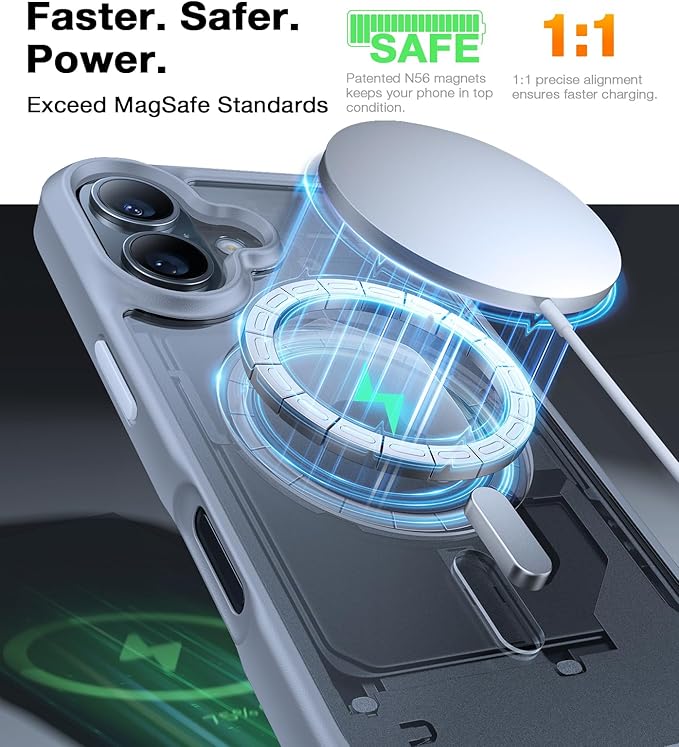 TORRAS Magnetic Shockproof for iPhone 16 Case, Fit for MagSafe, 4X Mil-Grade Drop Protection Anti-Scratch Protective Hard Back Plastic Slim Phone Case for iPhone 16 6.1 inch, Natural Titanium Grey