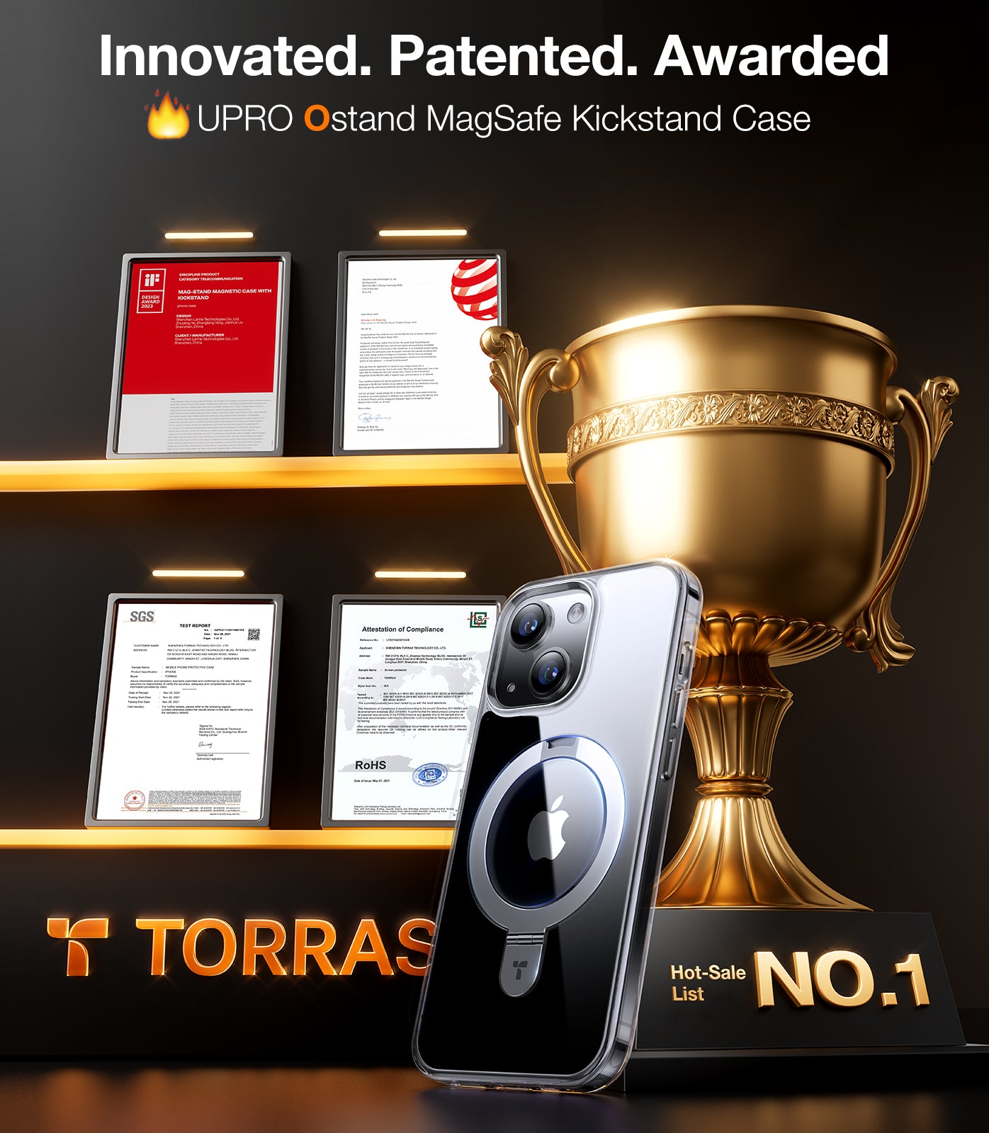 TORRAS Ultra Magnetic Ostand for iPhone 15 Plus Case Fit for MagSafe, Sturdy Stand & Ring Holder, Mil-Grade Shockproof Matte Anti-Scratch Slim Protective Kickstand Phone Case for iPhone 15 Plus, Ostand, Clear