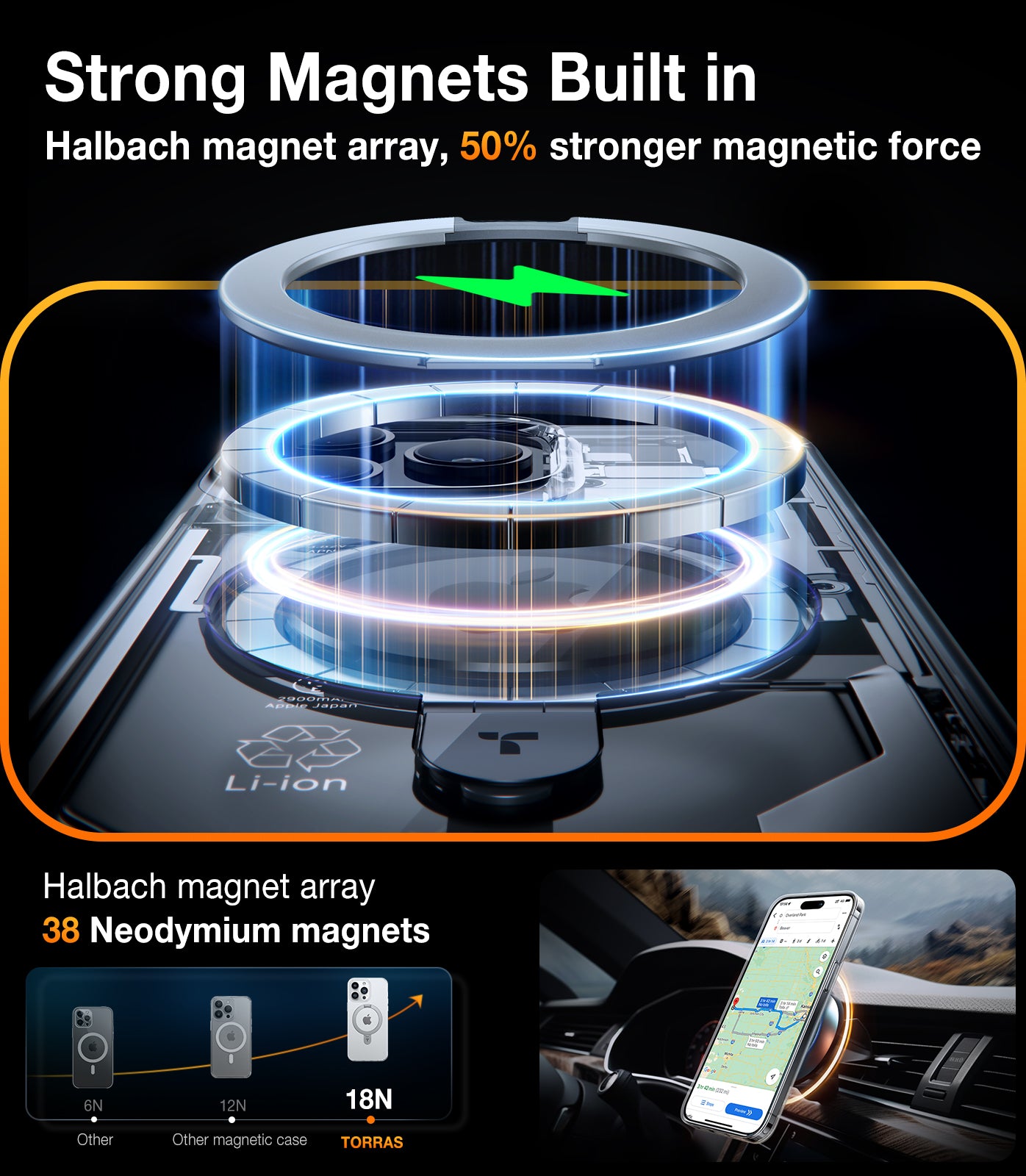TORRAS Magnetic Ostand for iPhone 15 Pro Max Case, [Mil-Grade Drop Tested][Compatible with MagSafe][Build in Kickstand] Clear Slim Hard Back Soft Edge Anti-Fingerprint, Ostand, Clear