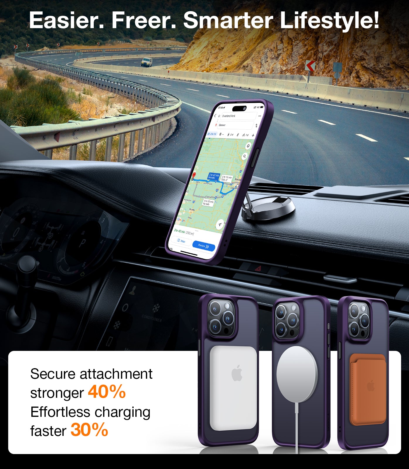 TORRAS Magnetic Shockproof Compatible with iPhone 15 Pro Case, [Mil-Grade Drop Tested] [Compatible with MagSafe] Translucent Slim Protective, PC & TPU, Anti-Fingerprint Guardian Mag 2023, Purple