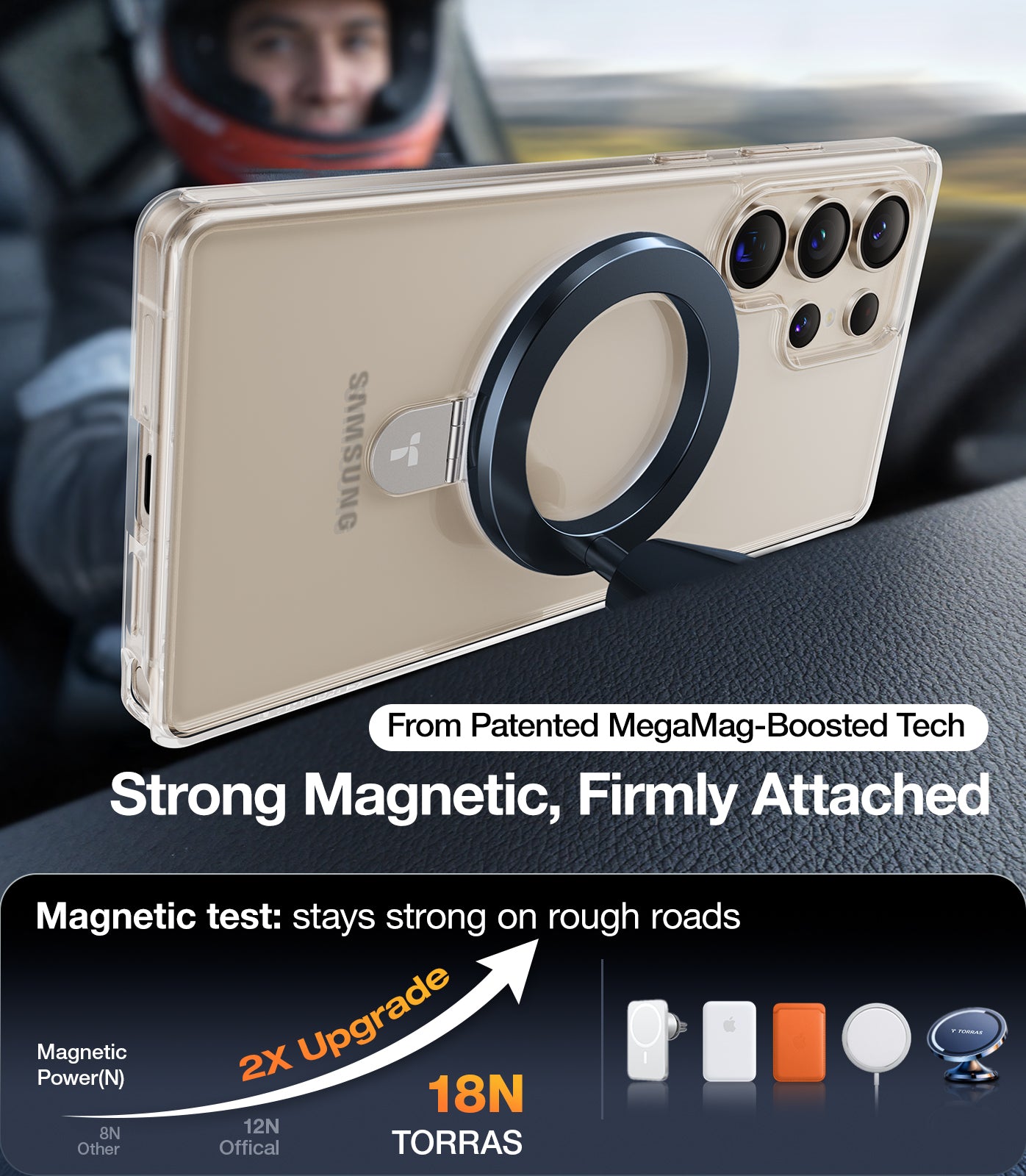 TORRAS Clear Magnetic Stand for Samsung Galaxy S25 Ultra Case, [Fit for Magsafe] [Mil-Grade Drop Tested] Ring Shockproof Translucent Slim Protective Case for Samsung S25 Ultra Case Ostand, Clear Clear