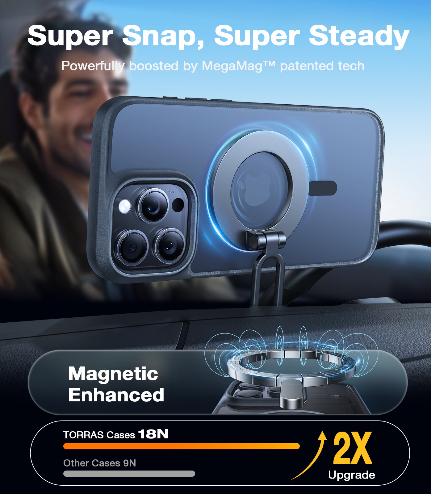 TORRAS Magnetic Shockproof for iPhone 16 Pro Case, [Compatible with MagSafe] [Mil-Grade Drop Tested] Translucent Slim Protective Case for iPhone 16 Pro Anti-Fingerprint Anti-Scratch, Black