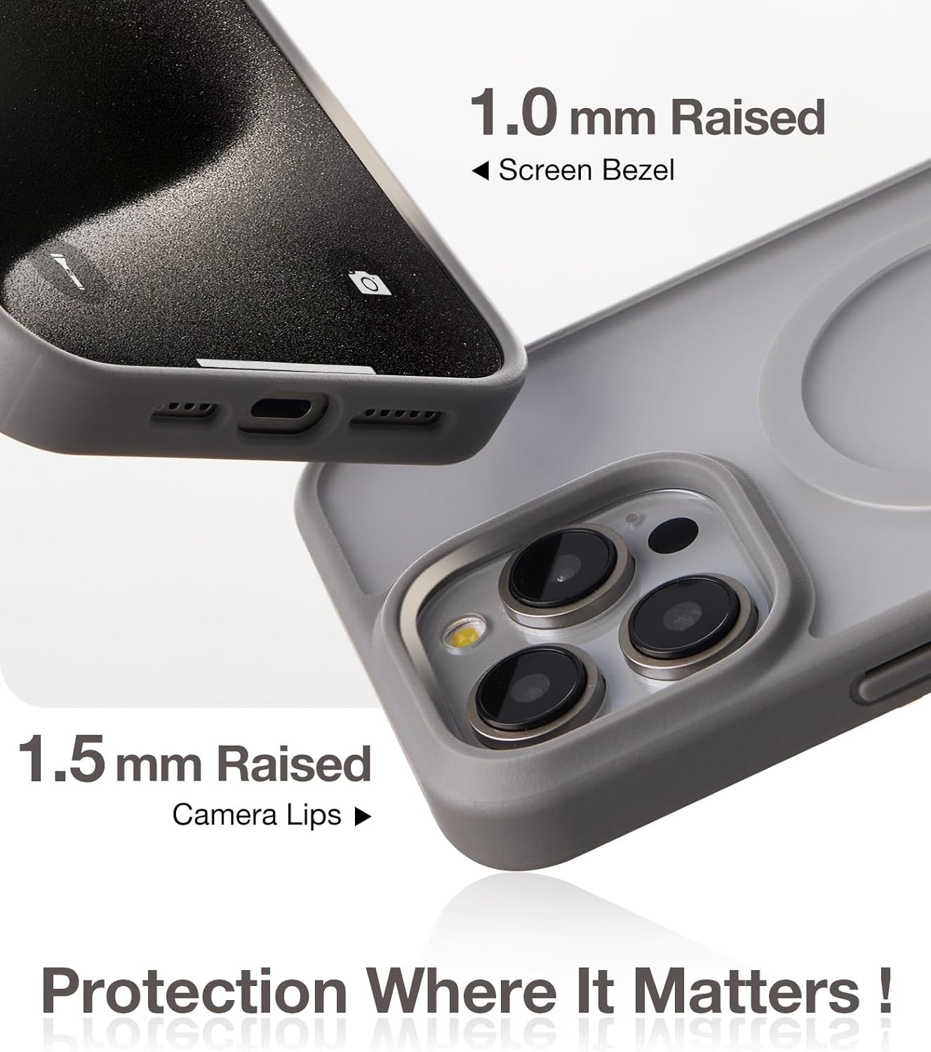TORRAS Magnetic & Seamless Stand for iPhone 15 Pro Max Case, Fit for MagSafe, Mil-Grade Drop Protection, Adjustable Kickstand Phone Case for iPhone 15 Pro Max, Slim Frosted Matte, Pstand, Titanium Grey