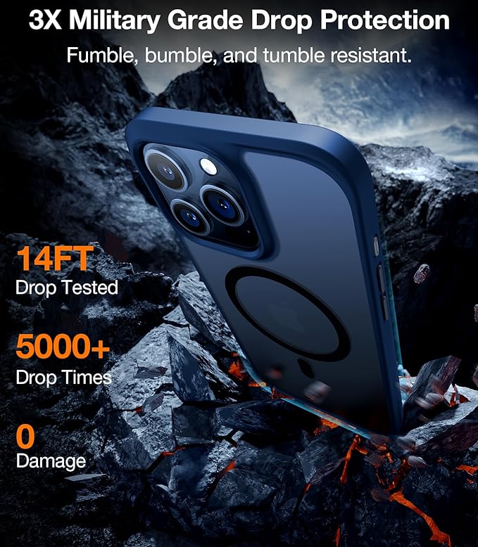 TORRAS Magnetic Guardian Designed for iPhone 15 Pro Max Case, [Mil-Grade Drop Tested] [Compatible with MagSafe] Slim Frosted, Translucent Slim Protective Case for 15 Pro Max Anti-Fingerprint Anti-ScratchCase for iPhone 15 Pro Max Phone Case (6.7") Blue