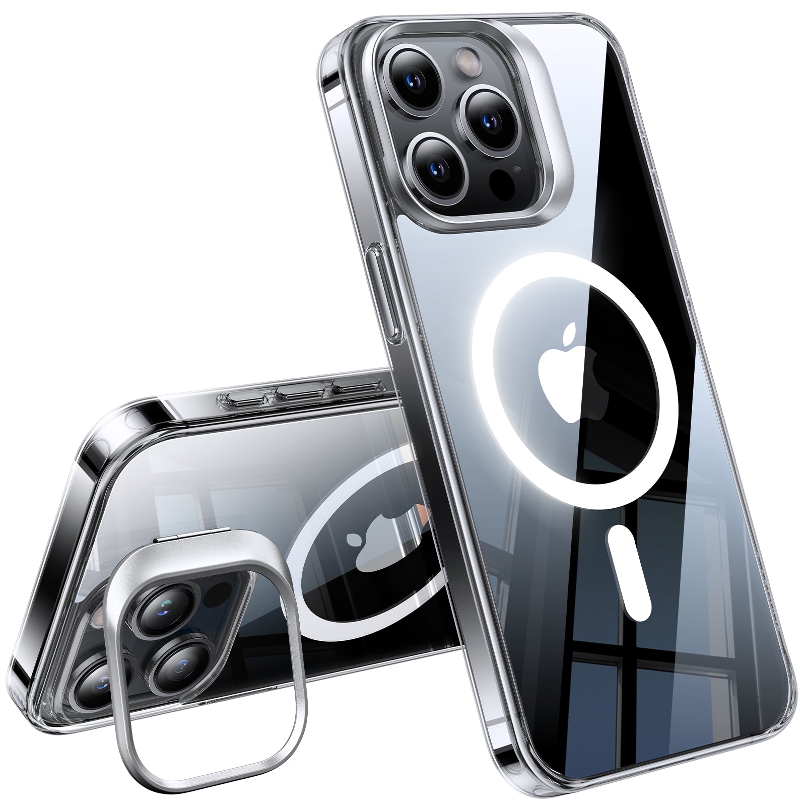 TORRAS Magnetic for iPhone 15 Pro Max Case [Compatible with MagSafe][Mil-Grade Protection][Built-in Invisible Stand] Slim Hard Back Soft Edge, Anti-Scratch, Lstand, Clear