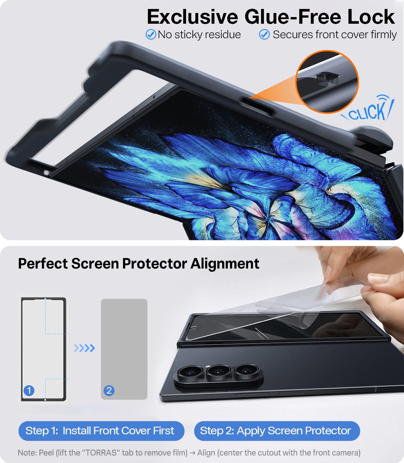 TORRAS Upgraded Magnetic Shockproof For Samsung Galaxy Z Fold 7 Case With Screen Protector, Fit For Magsafe, Screen Protector Added,Mil-Grade Drop Tested, Phone Case For Samsung Z Fold 7, Black