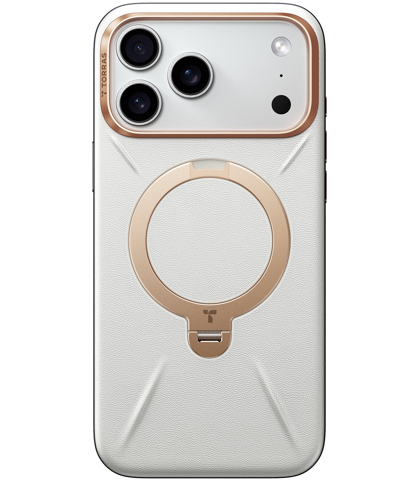 TORRAS Ostand Spin VegSkin Series Case for iPhone 17 Pro Max (6.9") 2025– Magnetic Stand, Premium Leather Touch, Ultra-Thin 360° Rotatable Metal Stand, MagSafe Compatible, Anti-Stain, Slim & Lightweight Cover - Pearl Grey