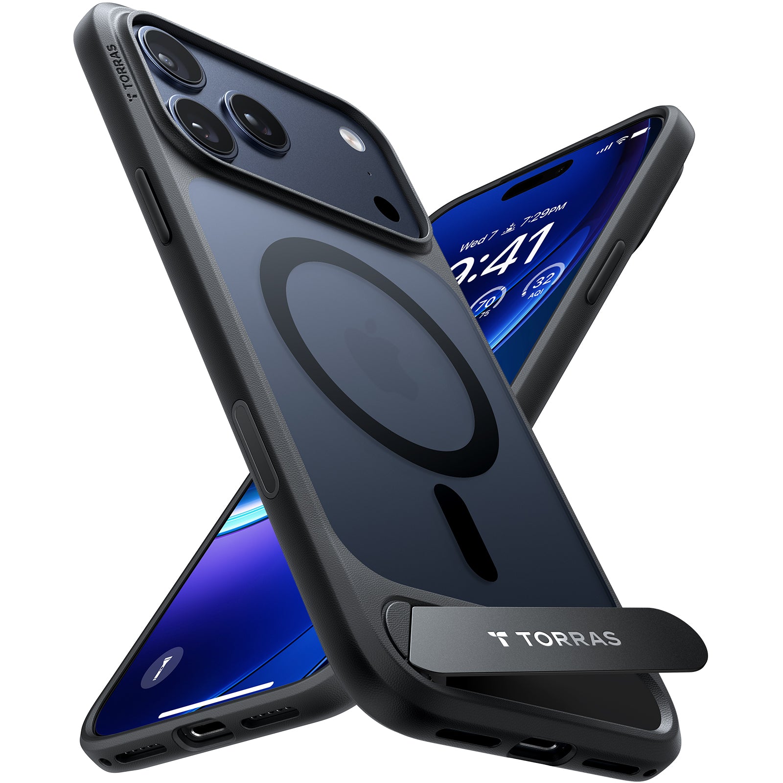 TORRAS Pstand Series for iPhone 17 Pro Max (6.9") Case, Built-in Kickstand, MagSafe Compatible, 12FT Mil-Grade Drop Protection, Slim Protective Cover – Black