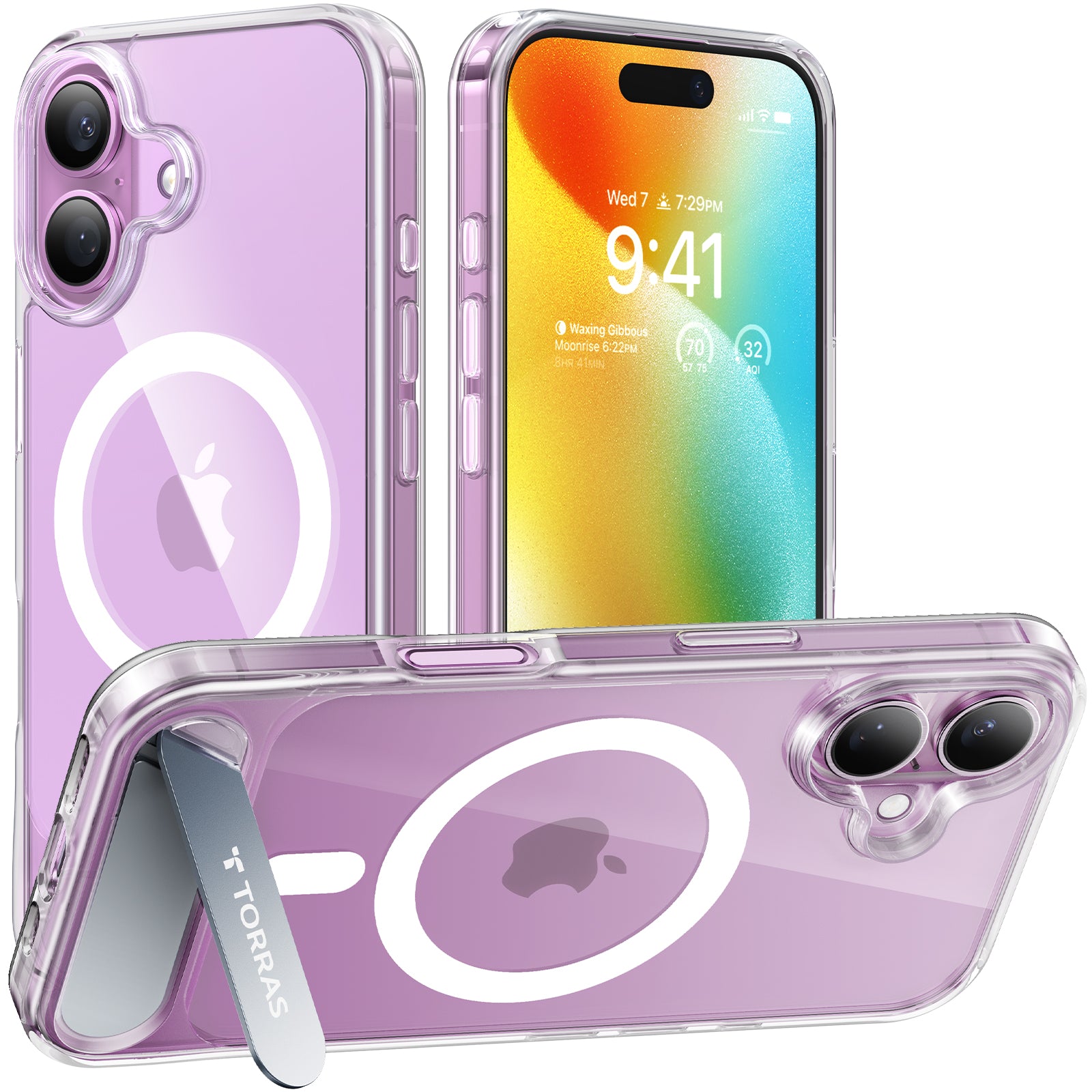 TORRAS Strong Magnetic & Seamless Stand for iPhone 16 Case, Fit for MagSafe, Mil-Grade Drop Protection, Adjustable Kickstand Phone Case for iPhone 16 Case, Slim Anti-Scratch Clear