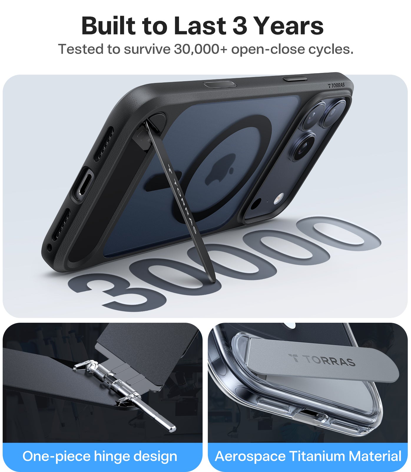 TORRAS Pstand Series for iPhone 17 Pro Max (6.9") Case, Built-in Kickstand, MagSafe Compatible, 12FT Mil-Grade Drop Protection, Slim Protective Cover – Black