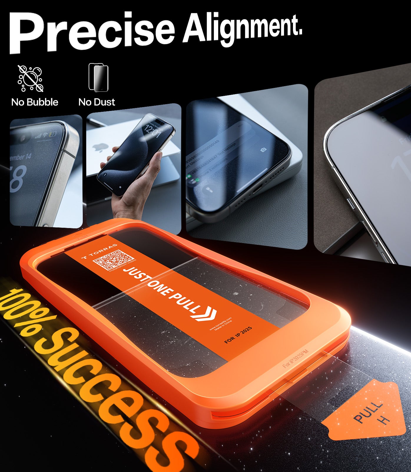 TORRAS Screen Protector for iPhone 17 Pro Max (6.9") 9H+ Aerospace Tempered Glass & One-Step Installation, Mil-Grade Shatterproof, Full Coverage Bubble-Free Top-Notch Protection – Clear