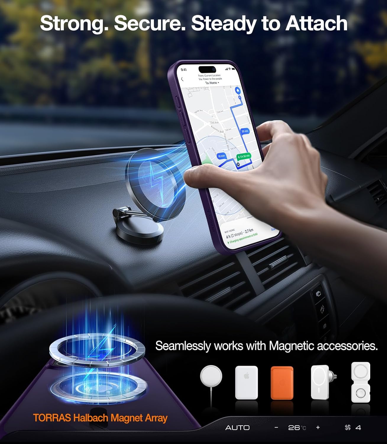 TORRAS Magnetic & Seamless Stand for iPhone 15 Pro Max Case, Fit for MagSafe, Mil-Grade Drop Protection, Adjustable Kickstand Phone Case for iPhone 15 Pro Max, Slim Frosted Matte, Pstand, Dark Purple