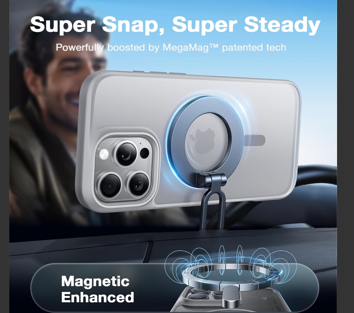 TORRAS Magnetic Shockproof for iPhone 16 Pro Case, [Compatible with MagSafe] [Mil-Grade Drop Tested] Translucent Slim Protective Case for iPhone 16 Pro Anti-Fingerprint Anti-Scratch, Grey