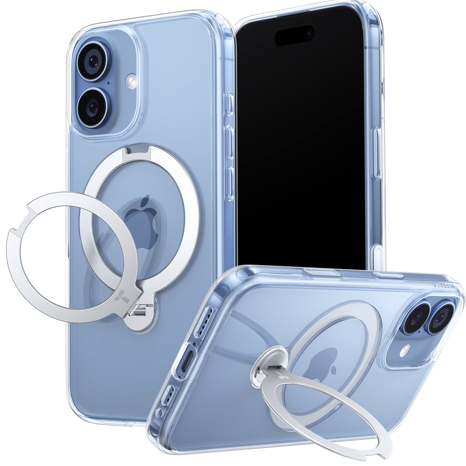 TORRAS Ostand Spin Series for iPhone 17 (6.3-Inch) Case, 360° Spin Magnetic Stand, MagSafe Compatible, Mil-Grade Protection Case with Kickstand – Clear