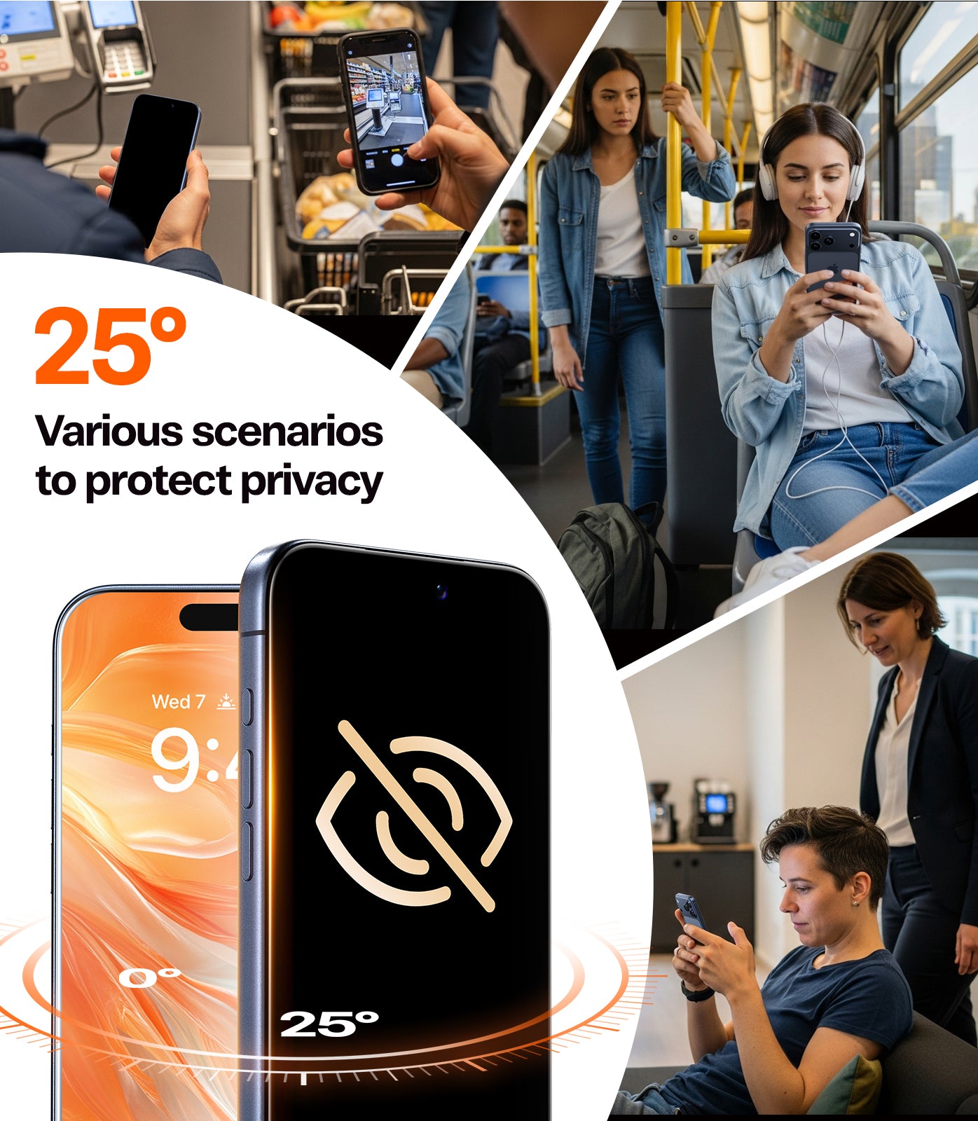 TORRAS Privacy Screen Protector for iPhone 17 Pro Max (6.9") ,Uncrackable 9H+ Hardness, 12FT Mil-Grade Anti-Shatter, Top 25° Anti-Spy, Data Protection, Full Coverage Tempered Glass – Black