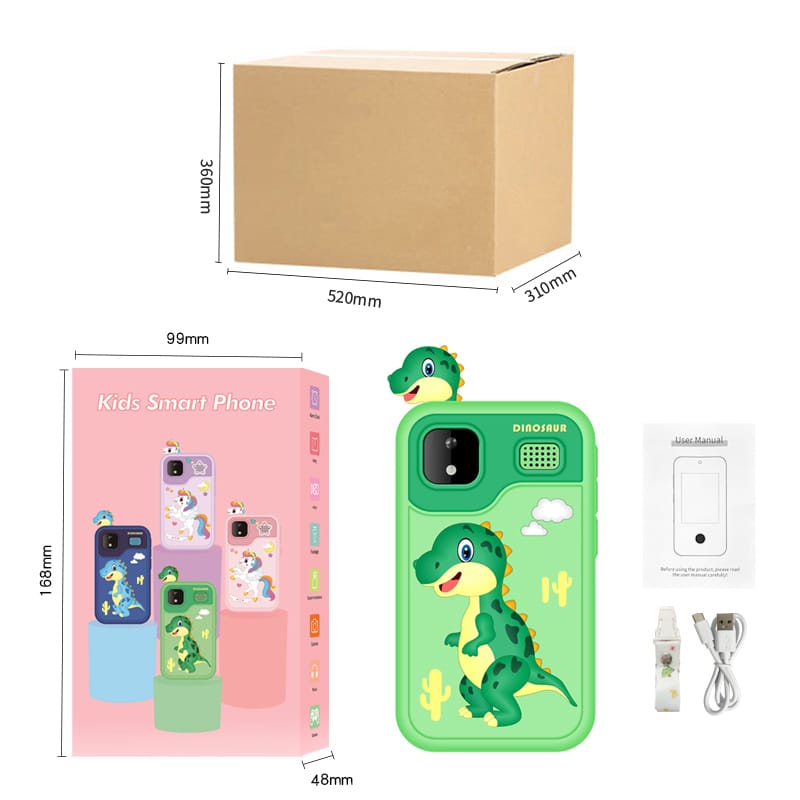 Airmez Magical Learning Adventures Await! The Green Dinosaur Smartphone - Dual Cameras, Games, Music & Fun! Perfect Gift for Kids