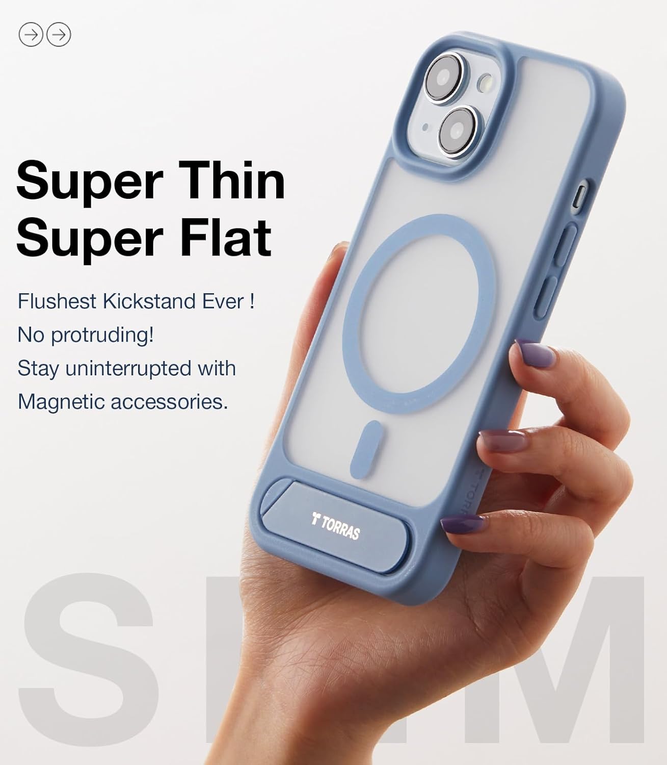 TORRAS Upgrade Magnetic & Stand Designed for iPhone 15 Case fit for MagSafe, 12FT [Mil-Grade Shockproof Phone Case for iPhone 15 6.1 Inch 2023 Built-in Invisible Kickstand, Pstand Series, Blue