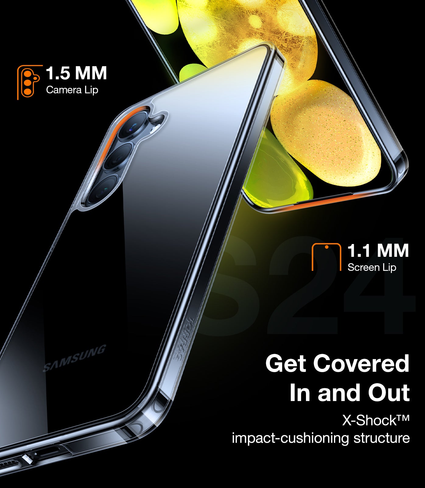 TORRAS Shockproof for Samsung Galaxy S24 Case 6.2", 12FT [Mil-Grade Drop Tested, Translucent Matte Hard Back & Soft Edge Thin Slim Protective Galaxy S24 Case 5G Guardian Series, Diamond, Clear