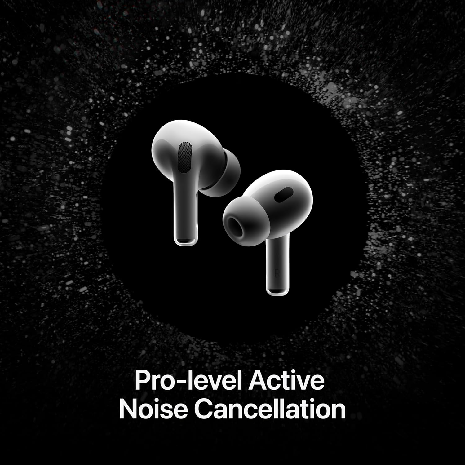 سماعات أذن لاسلكية من Apple AirPods Pro 2، سماعات رأس بلوتوث، خاصية إلغاء الضوضاء النشطة، ميزة مساعدة السمع، شفافية، صوت مكاني مخصص، صوت عالي الدقة، شريحة H2، شحن USB-C (الإصدار الرسمي لدولة الإمارات العربية المتحدة TDRA)