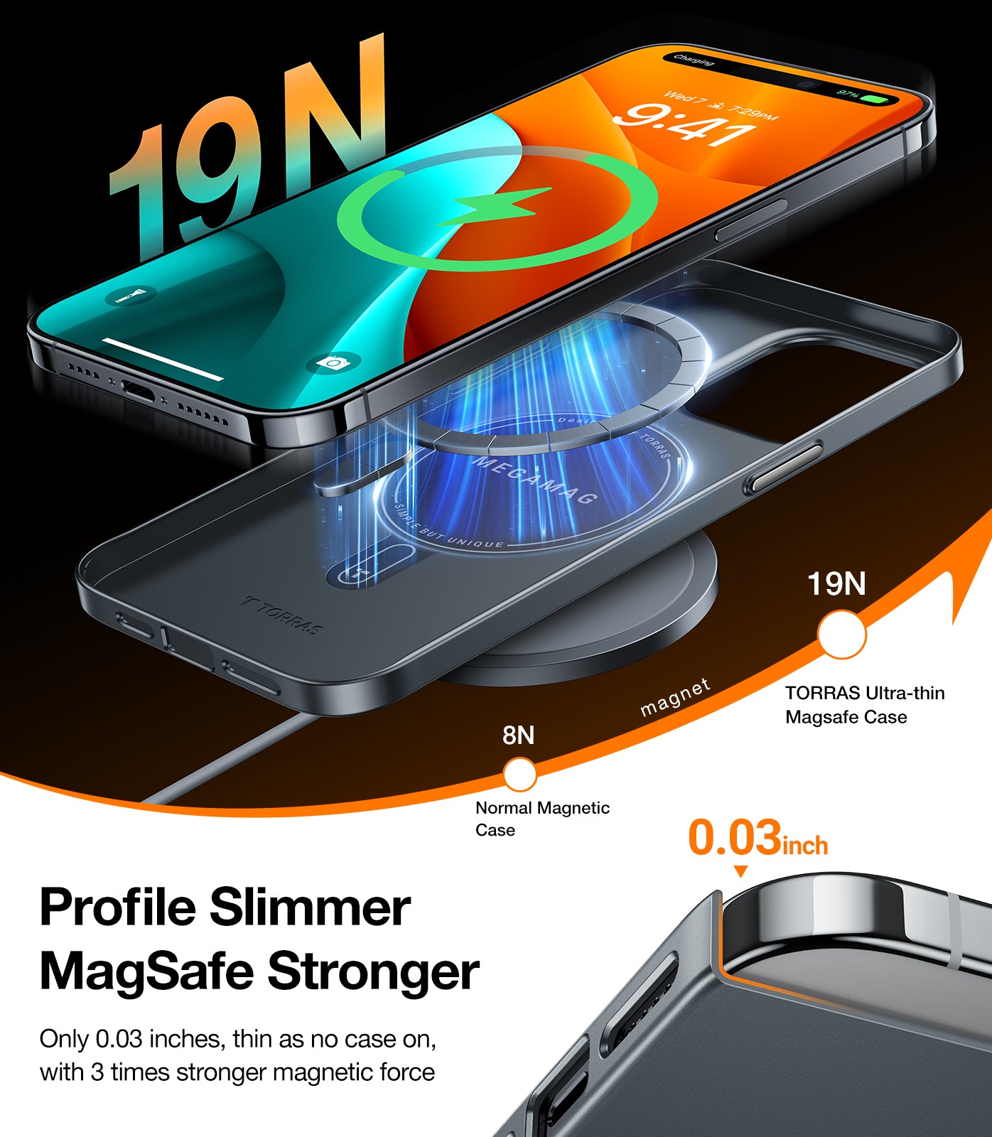 TORRAS Magnetic Slim-Fit for iPhone 15 Pro Max Case, Ultra-Thin 15 ProMax Phone Case Compatible with MagSafe, Lightweight Anti-Scratch Matte Hard for iPhone 15 Pro Max Case 6.7 inch OriginFit, Grey