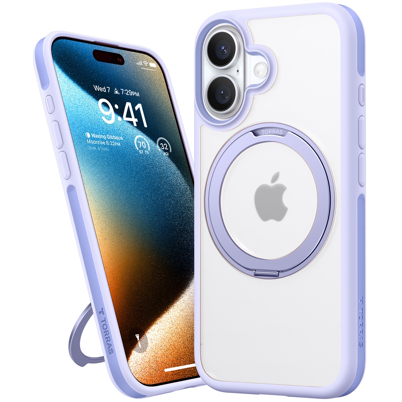 TORRAS Upgraded 360°Rotatable Magnetic Ring for iPhone 16 Case, Fit for MagSafe with Stand & Ring Holder, 16FT Mil-Grade Shockproof, Protective Kickstand, Translucent, for iPhone 16 Phone Case Ostand R Fusion