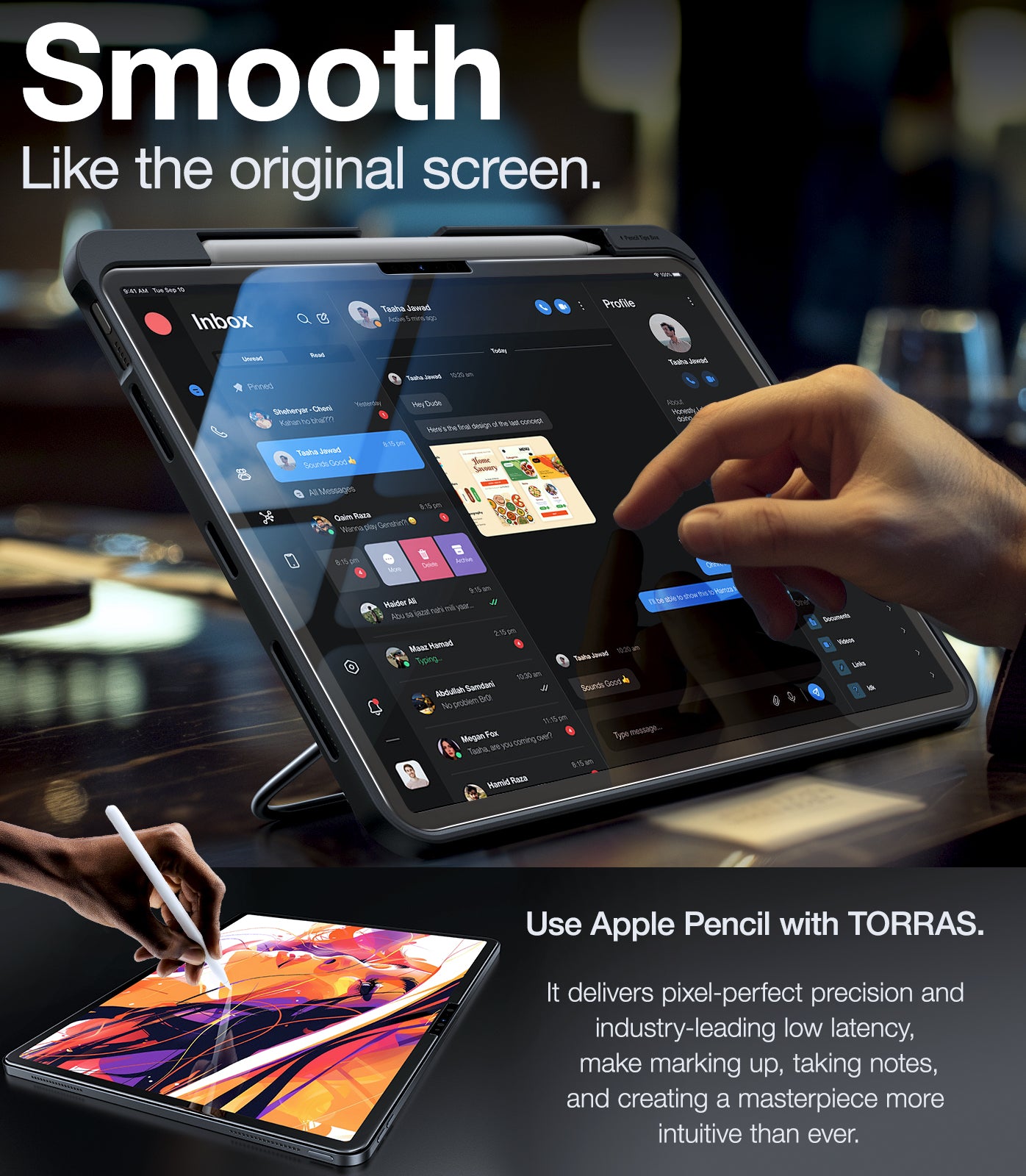 TORRAS iPad Pro 13 Inch Screen Protector M4 2024, Military-Grade Shatterproof [TOP 9H+ Tempered Glass＆ One-Pull Installation] Anti-Scratch, Bubble Free, Apple Pencil Compatible, HD Clarity