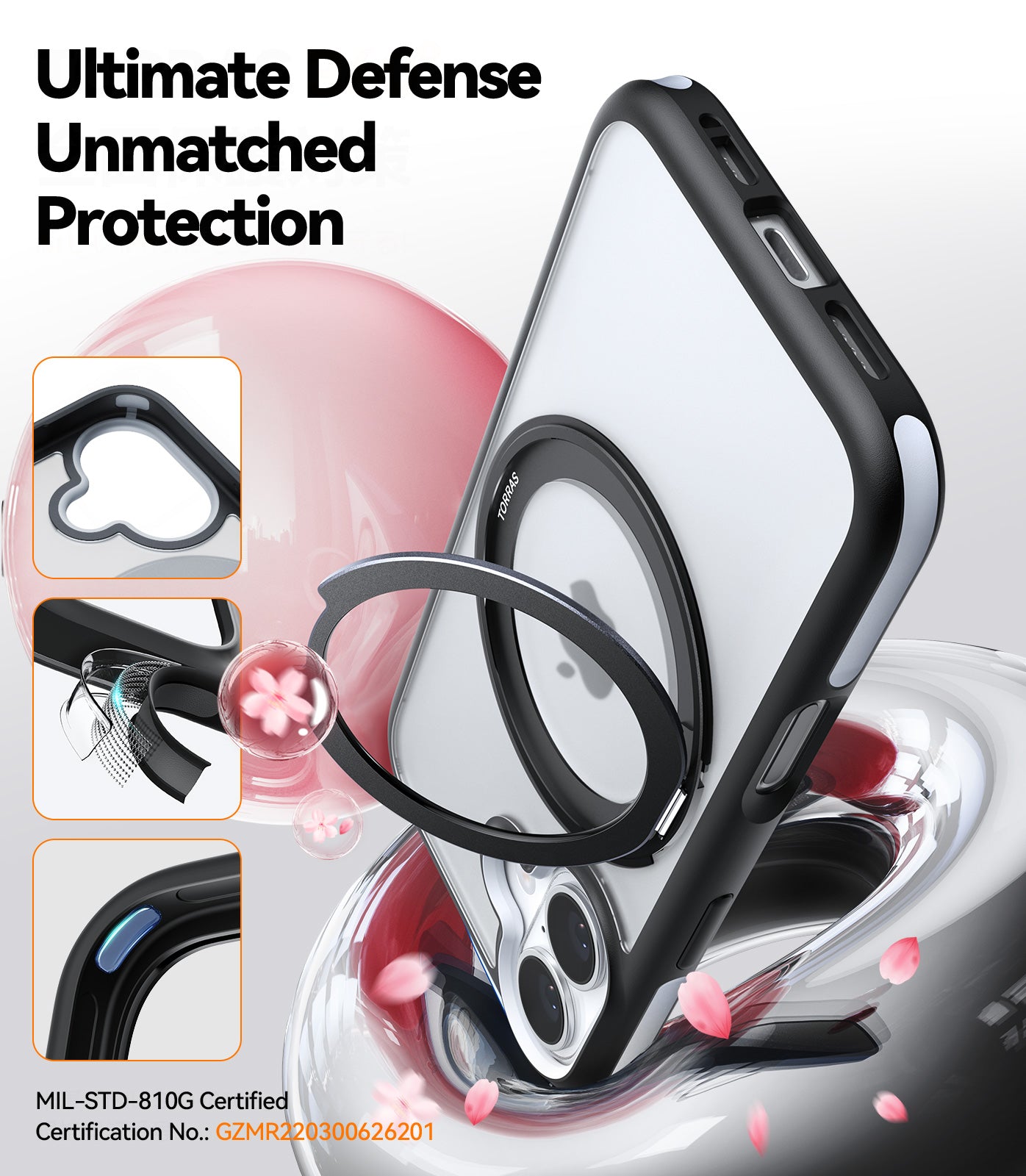 Upgraded 360°Rotatable Magnetic Ring for iPhone 16 Plus Case