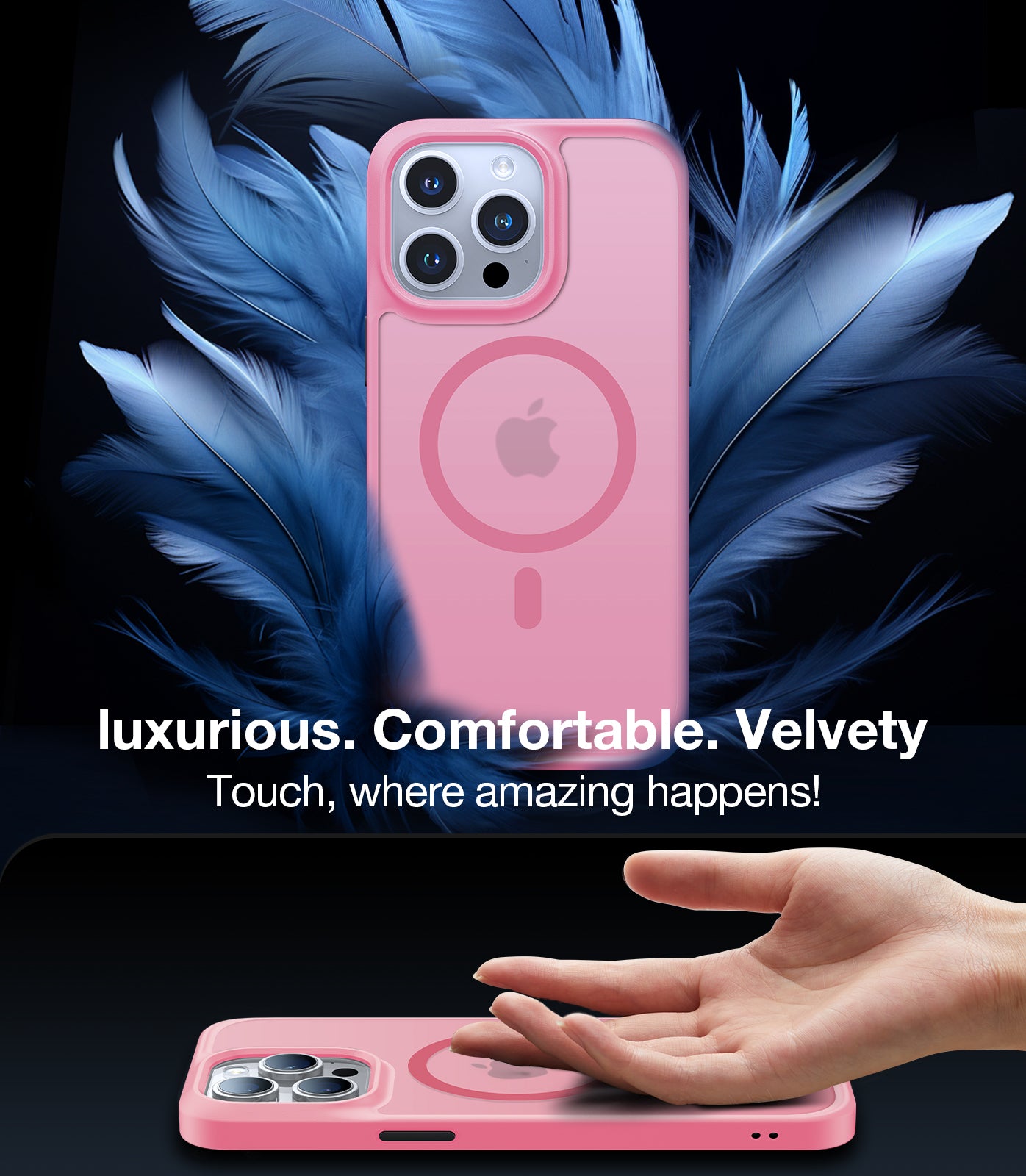 TORRAS Magnetic Guardian Designed for iPhone 15 Pro Max Case, [Mil-Grade Drop Tested] [Compatible with MagSafe] Slim Frosted, Translucent Slim Protective Case for 15 Pro Max Anti-Fingerprint Anti-ScratchCase for iPhone 15 Pro Max Phone Case (6.7") Pink
