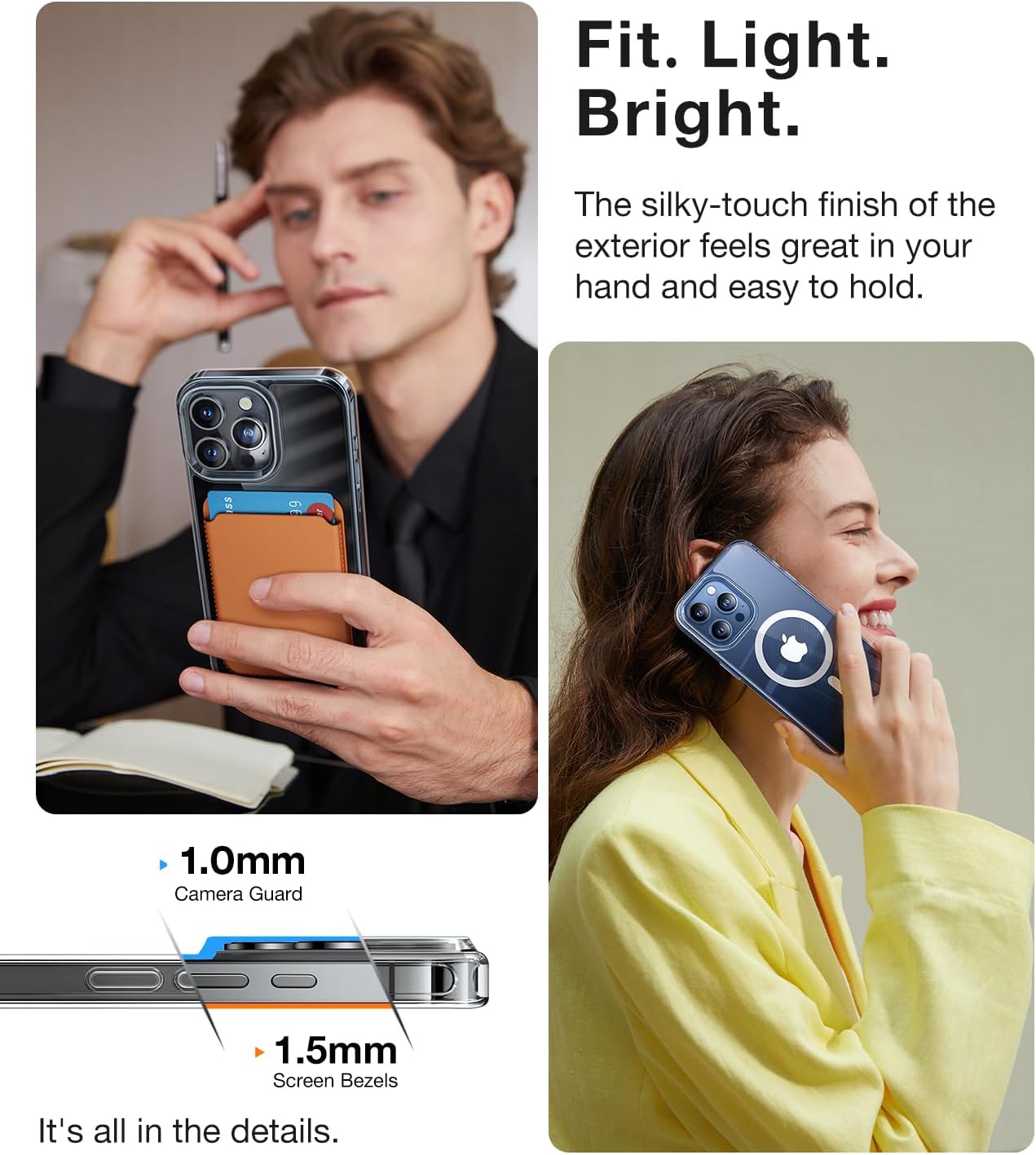 TORRAS Magnetic Shockproof Compatible with iPhone 15 Pro Case, [Mil-Grade Drop Tested] [Compatible with MagSafe] Translucent Slim Protective, PC & TPU, Anti-Fingerprint Guardian Mag 2023, Clear