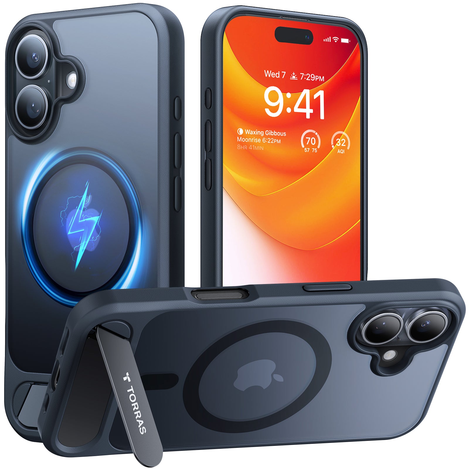 TORRAS Strong Magnetic & Seamless Stand for iPhone 16 Case, Fit for MagSafe, Mil-Grade Drop Protection, Adjustable Kickstand Phone Case for iPhone 16 Case, Slim Anti-Scr