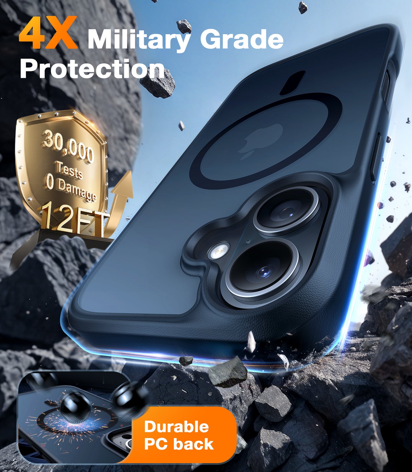 TORRAS Magnetic Shockproof Case For iPhone 16, 18N Mighty Magnetic,12FT Mil-Grade Drop Tested, Fit For MagSafe Protective Hard Back Plastic Slim Phone Case For iPhone 16 6.1", Guardian Magnetic Series Black