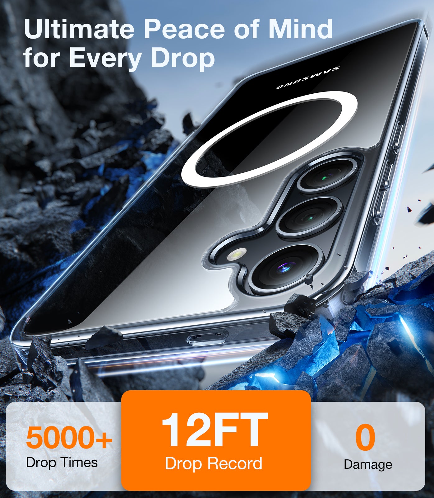 TORRAS Magnetic Crystal Clear for Samsung Galaxy S24 Plus Case, Snap to MagSafe, Drop Tested, Non-Yellowing Slim Fit Protective for 2024 Samsung Galaxy S24 Plus Phone Case, Diamond-Mag, Clear