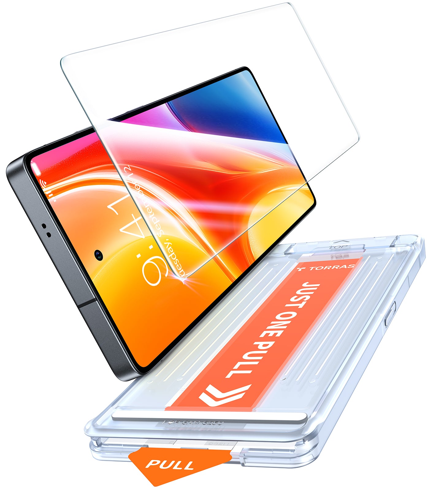 TORRAS 12FT Military-Grade Shatterproof for Samsung Galaxy S25 Plus Screen Protector [9H+ Durable ＆ Just One-Pull] Full Coverage Bubble Free Galaxy Screen Protector 25 Plus Tempered Glass, 1 Pack