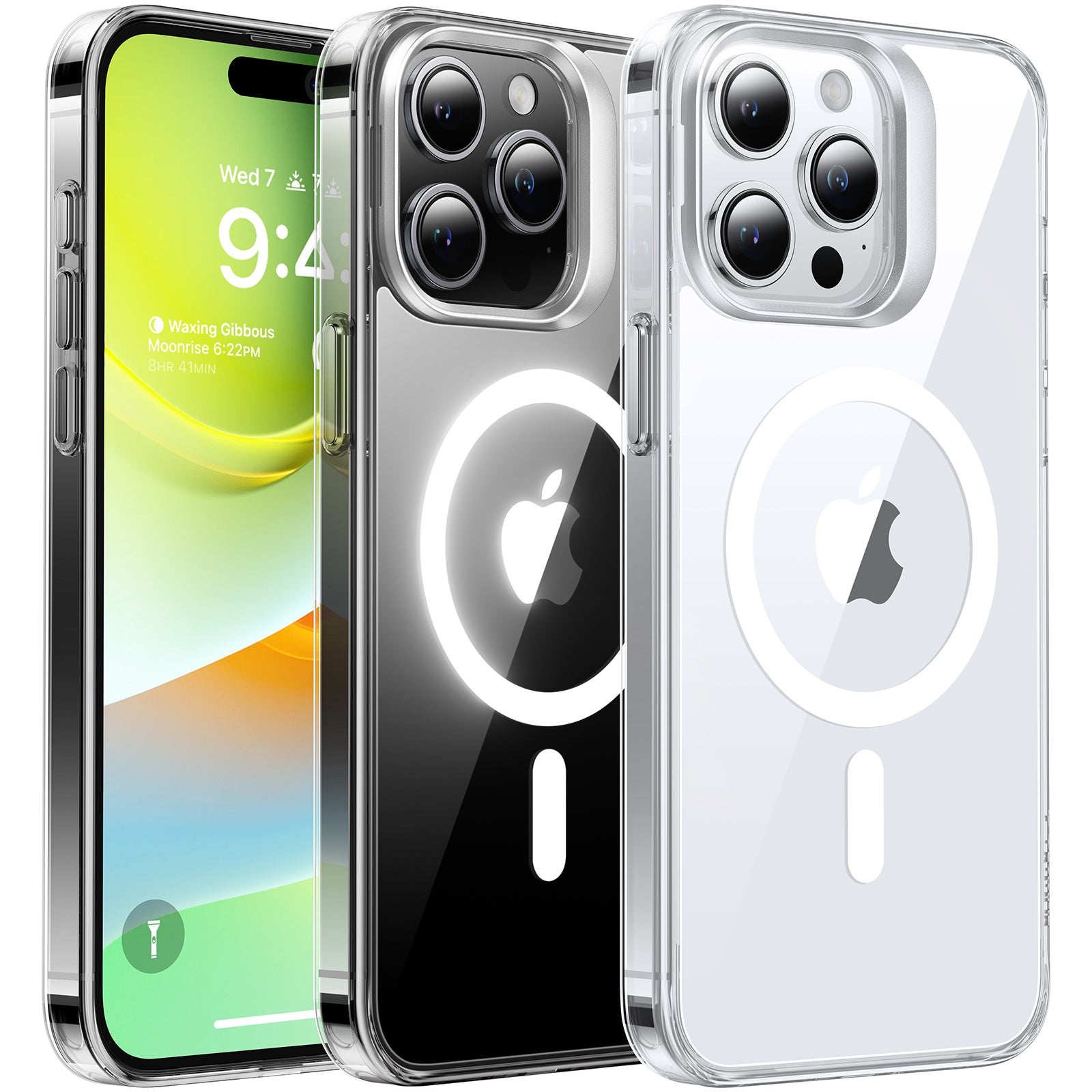 TORRAS Magnetic for iPhone 15 Pro Max Case [Compatible with MagSafe][Mil-Grade Protection][Built-in Invisible Stand] Slim Hard Back Soft Edge, Anti-Scratch, Lstand, Clear