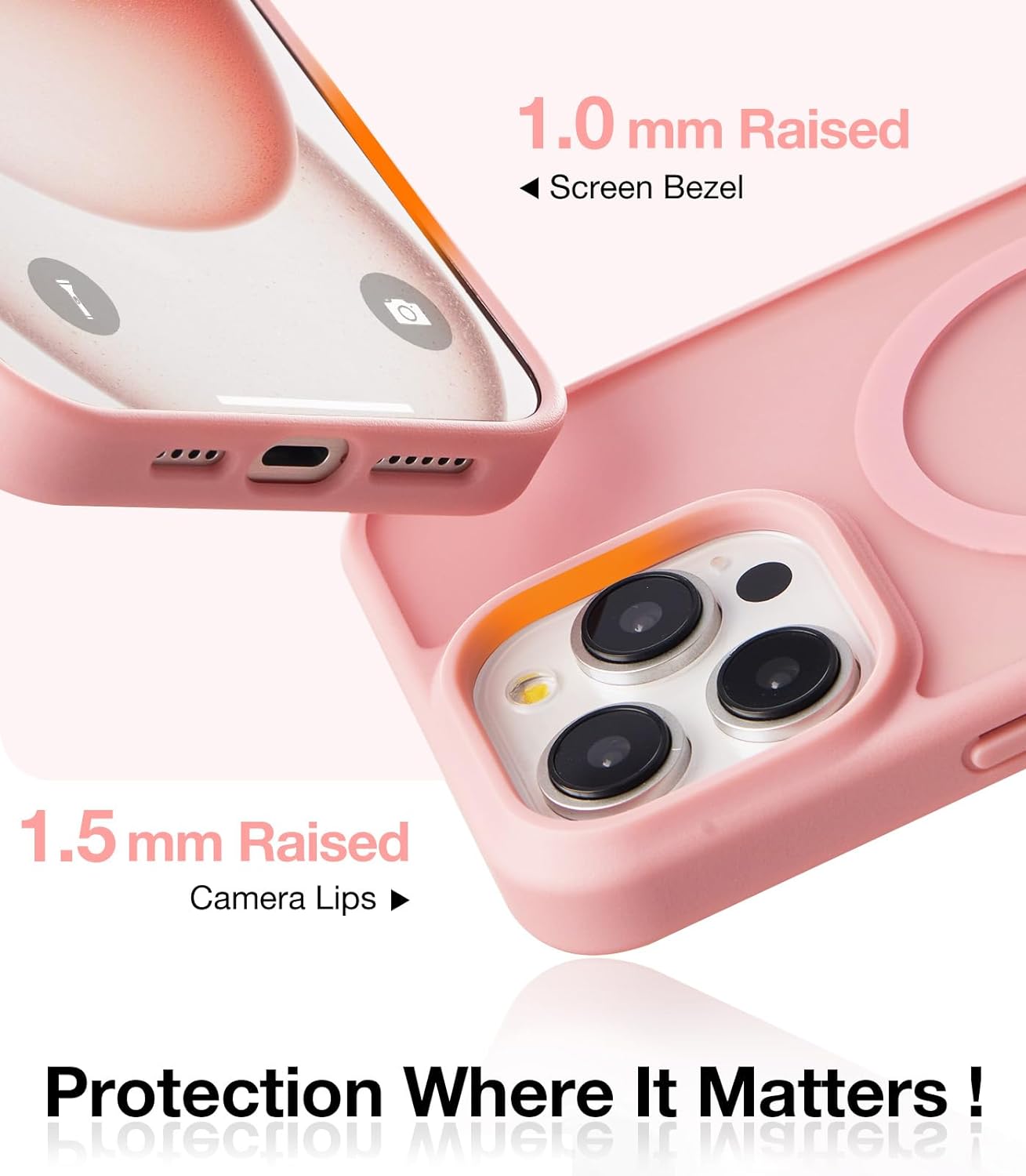 TORRAS Magnetic & Seamless Stand for iPhone 15 Pro Max Case, Fit for MagSafe, Mil-Grade Drop Protection, Adjustable Kickstand Phone Case for iPhone 15 Pro Max, Slim Frosted Matte, Pstand, Pink