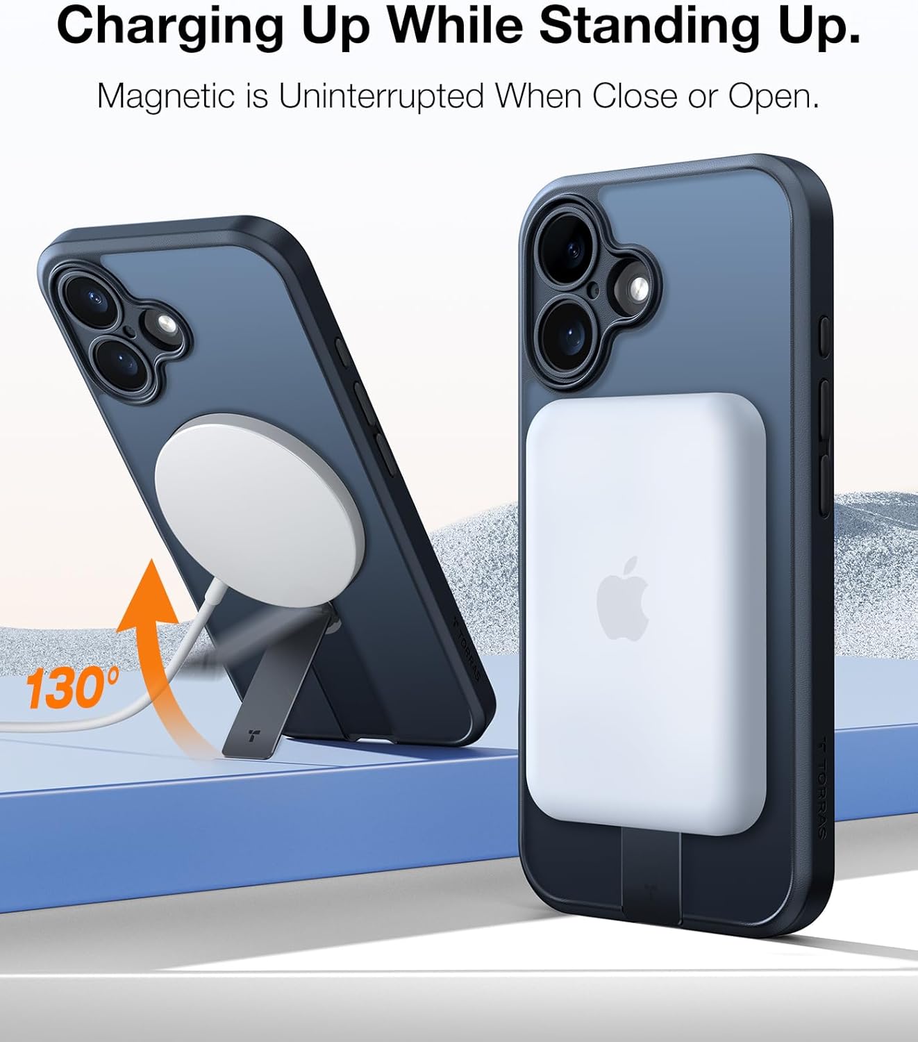 جراب TORRAS المغناطيسي 360 درجة لهاتف iPhone 16، حماية كاملة للكاميرا، مناسب لـ MagSafe، حماية من السقوط بدرجة عسكرية 16 قدمًا، جراب نحيف غير لامع لهاتف iPhone 16 مع حامل (6.1 بوصة)، أسود 