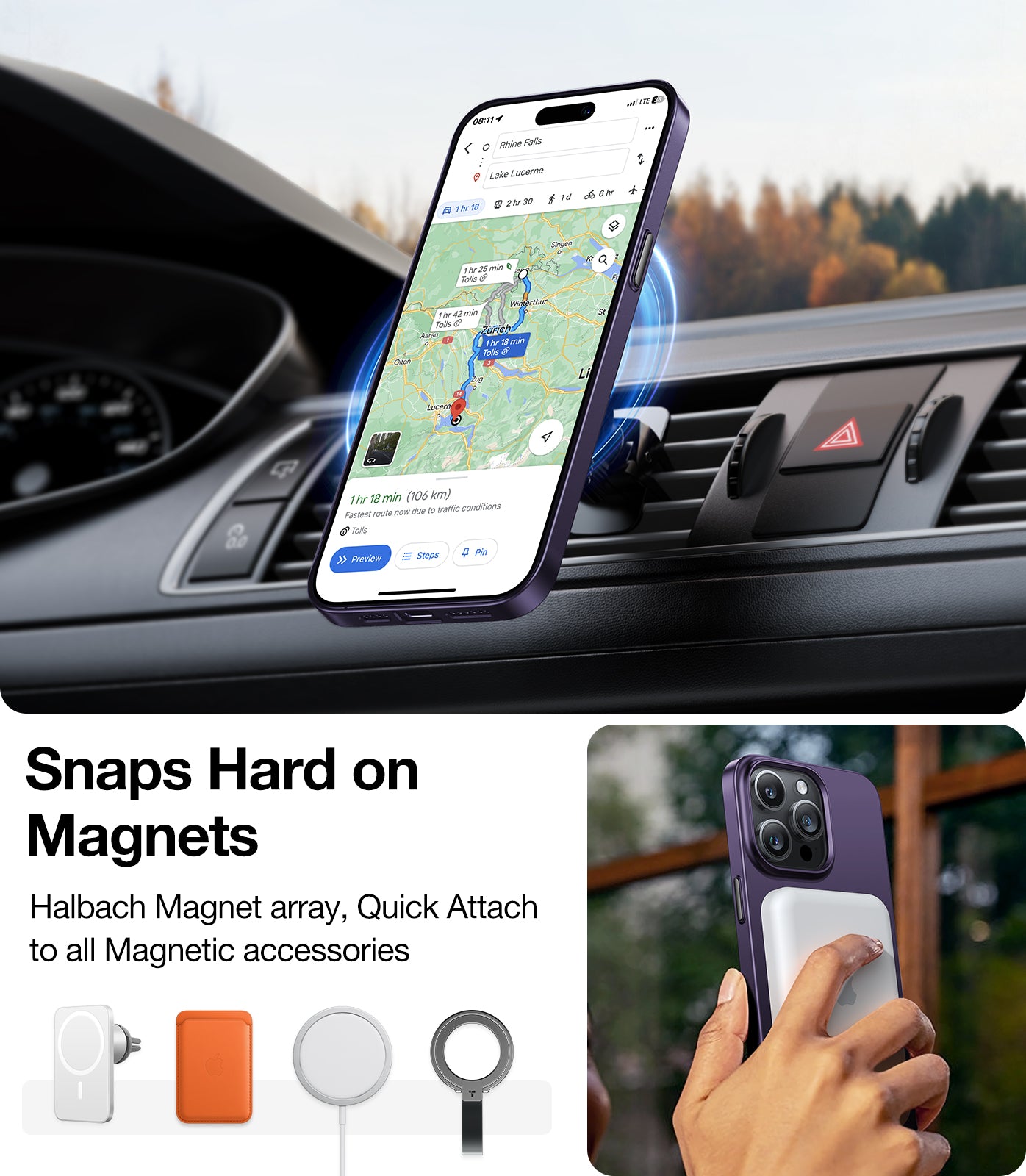 TORRAS Magnetic Slim-Fit for iPhone 15 Pro Max Case, Ultra-Thin 15 ProMax Phone Case Compatible with MagSafe, Lightweight Anti-Scratch Matte Hard for iPhone 15 Pro Max Case 6.7 inch OriginFit-Mag, Dark Purple